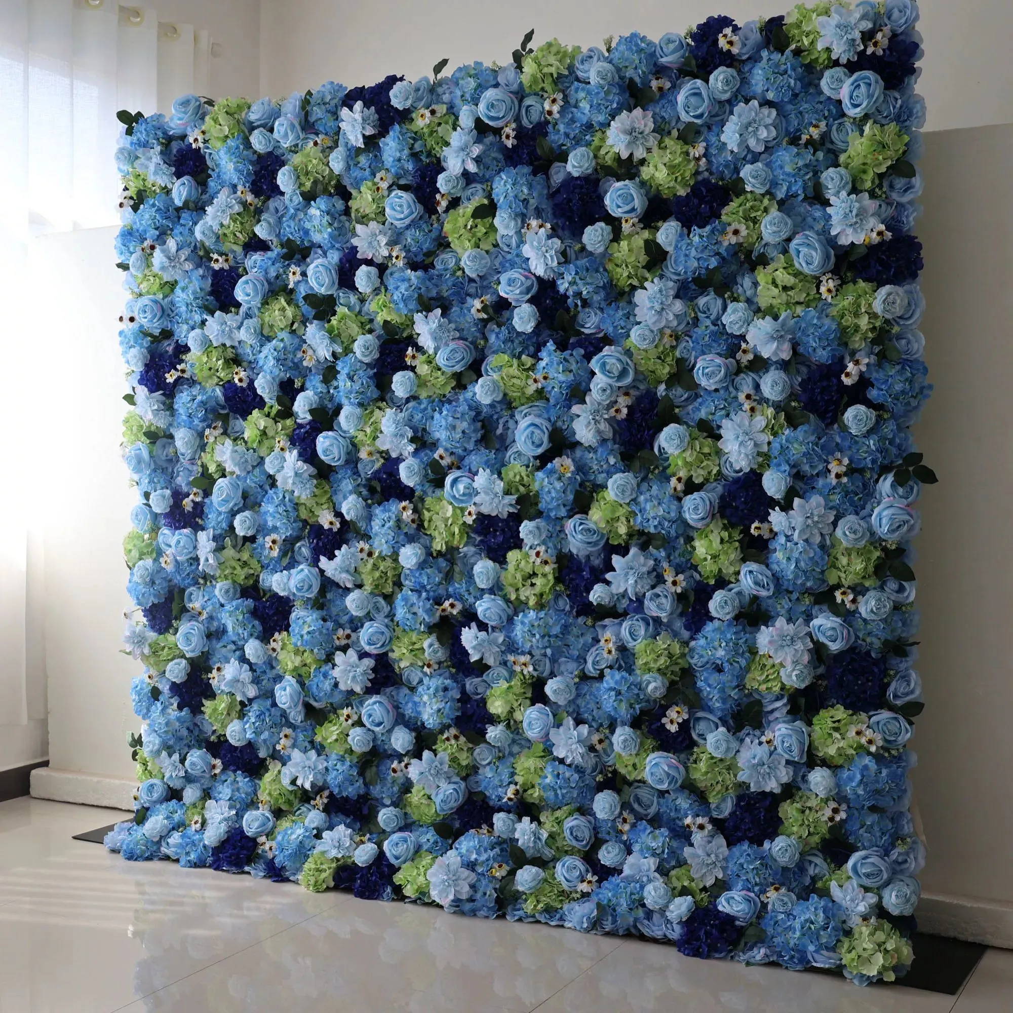 Roll Up Fabric Artificial Flower Wall Wedding Backdrop, Floral Party Decor, Event Photography-VF-120