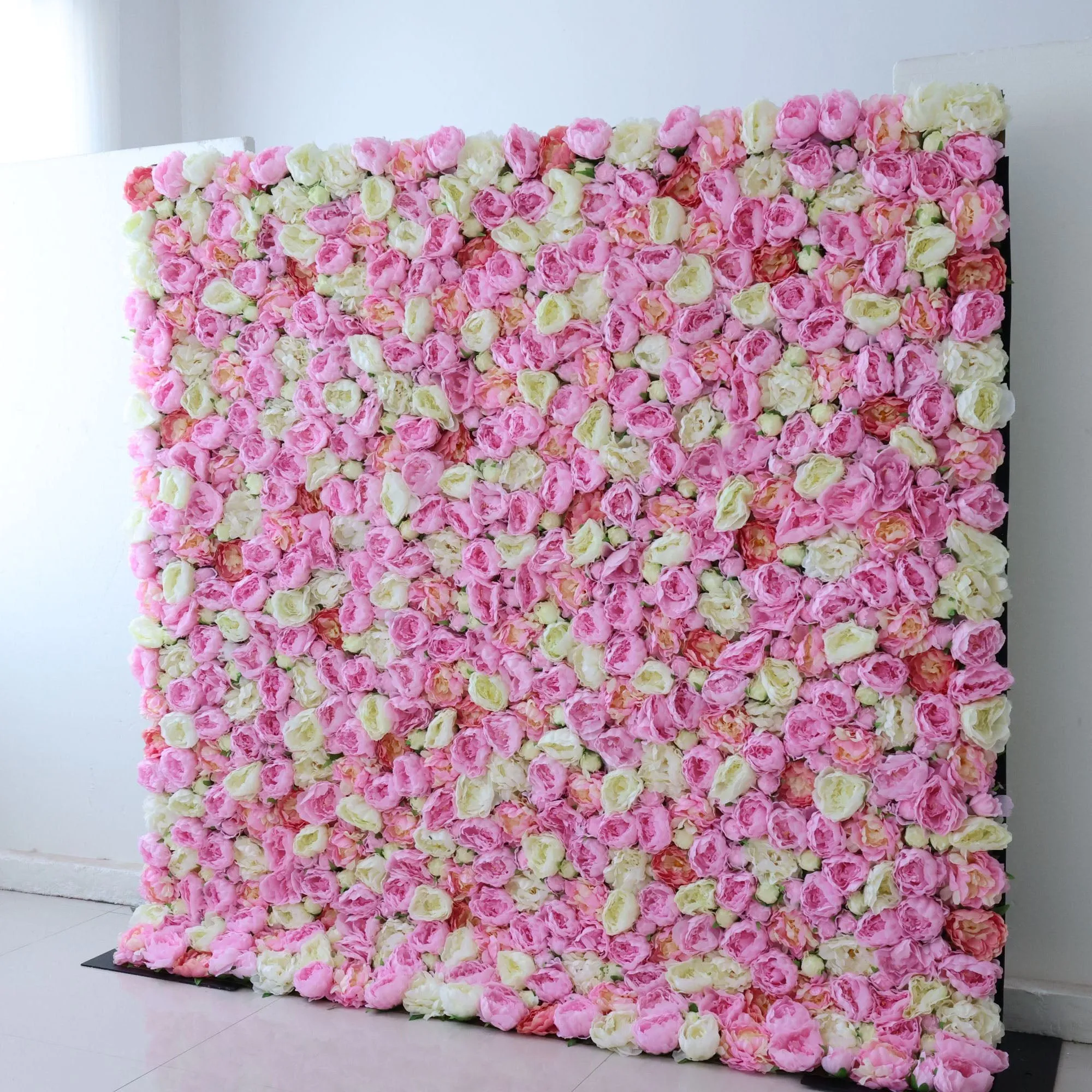 Roll Up Fabric Artificial Flower Wall Wedding Backdrop, Floral Party Decor, Event Photography-VF-347