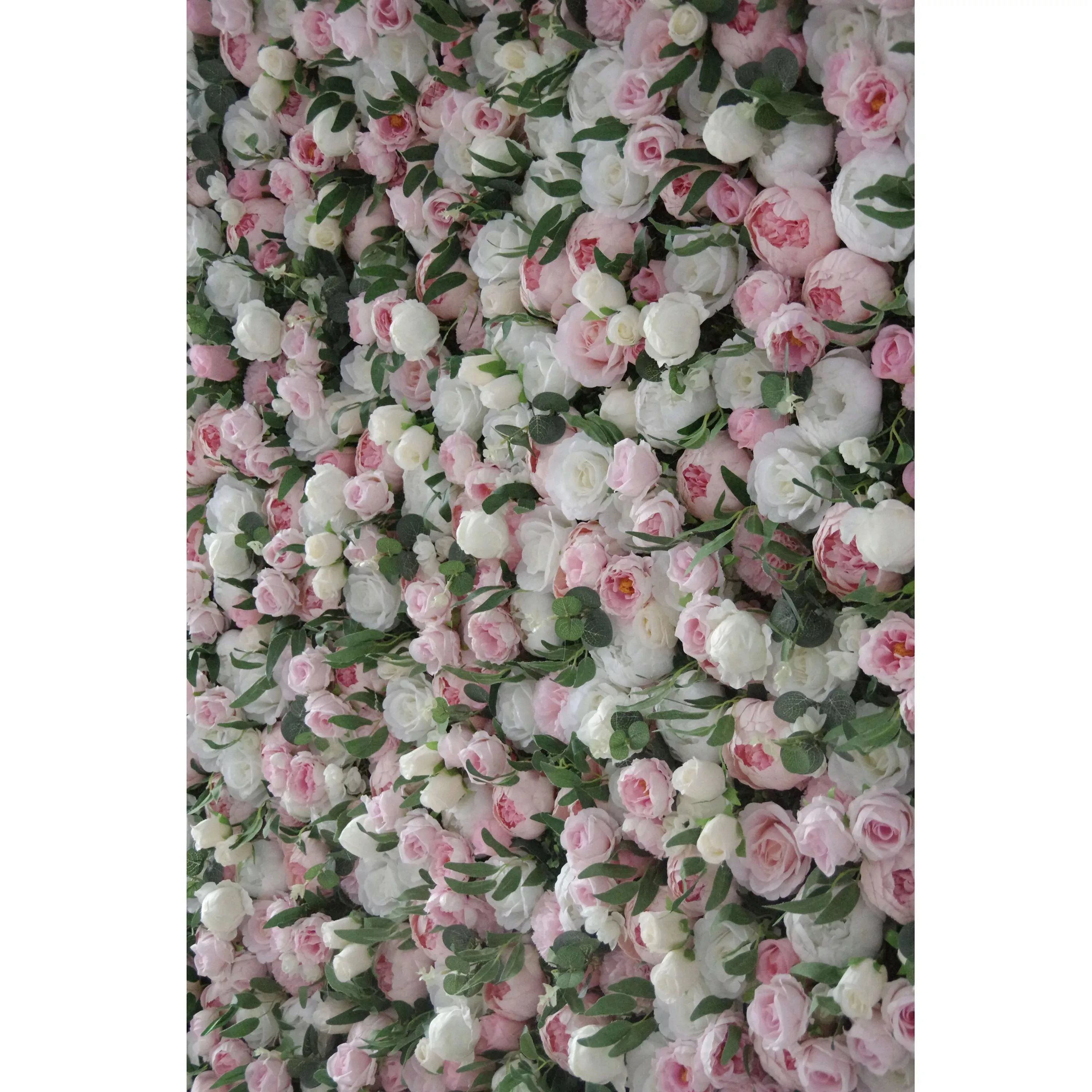 Roll Up Fabric Artificial Mixed Pinky and White Floral Wall Wedding Backdrop, Floral Party Decor, Event Photography-VF-082