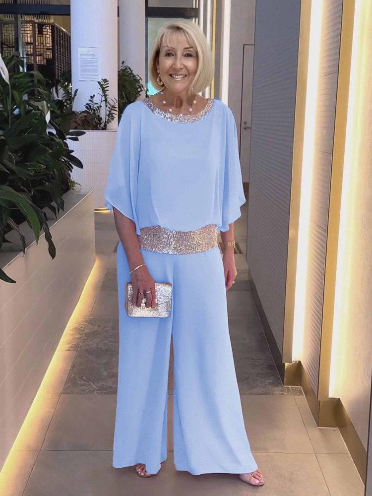 Traje túnica giratorio con lentejuelas rosas de talla grande