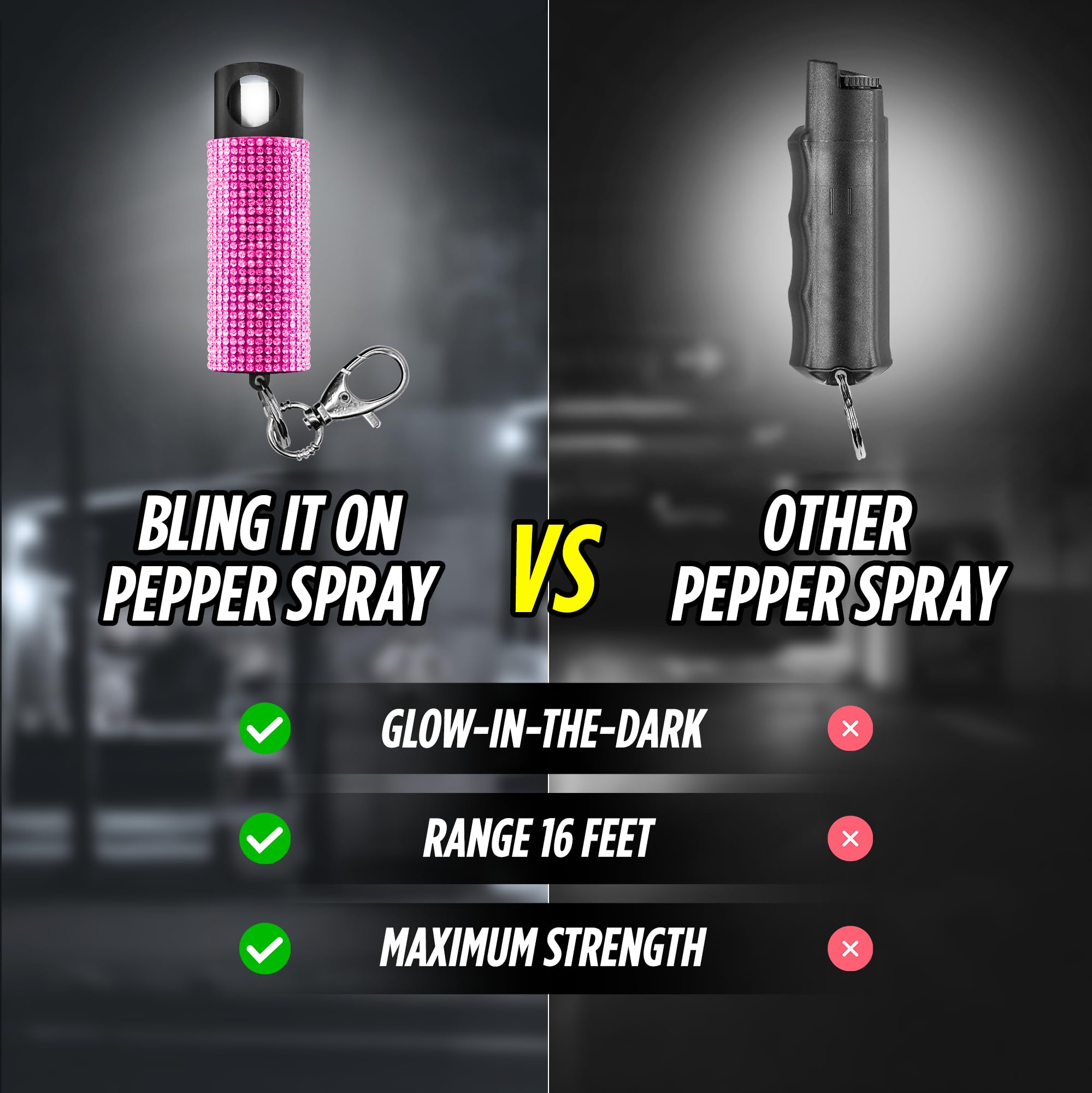 Pepper Spray Keychain, Self Defense Spray with Safety Twist Top, Mini and Easy Carry, Lightweight and Fashionable, Maximum Police Strength OC Spray, 16 Feet Range, 0.5 fl oz
