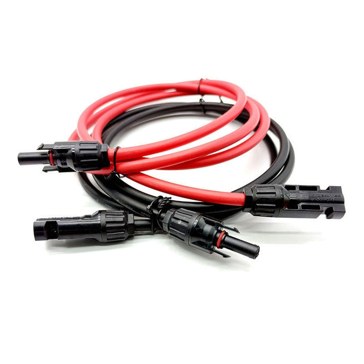 1 Pair Solar Panel Extension Cable Copper Wire 6 4 2.5 mm2 10 12 14 AWG Black and Red with Solar PV Cable Connectors