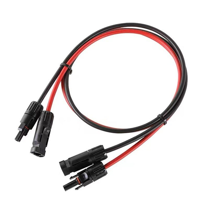 Black+Red 10 AWG Solar Panel Extension Cable Silicone Flexible Wire Connectors