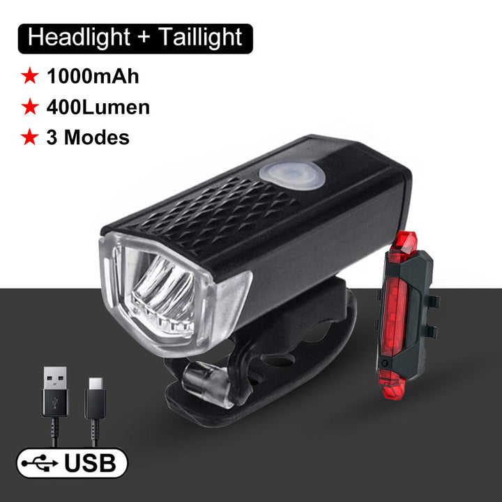 Adjustable Cycling Lamp Taillight Set Kit Waterproof Cycling Accessory USB Rechargeable Bicycle Light Bike LED Front Headlight