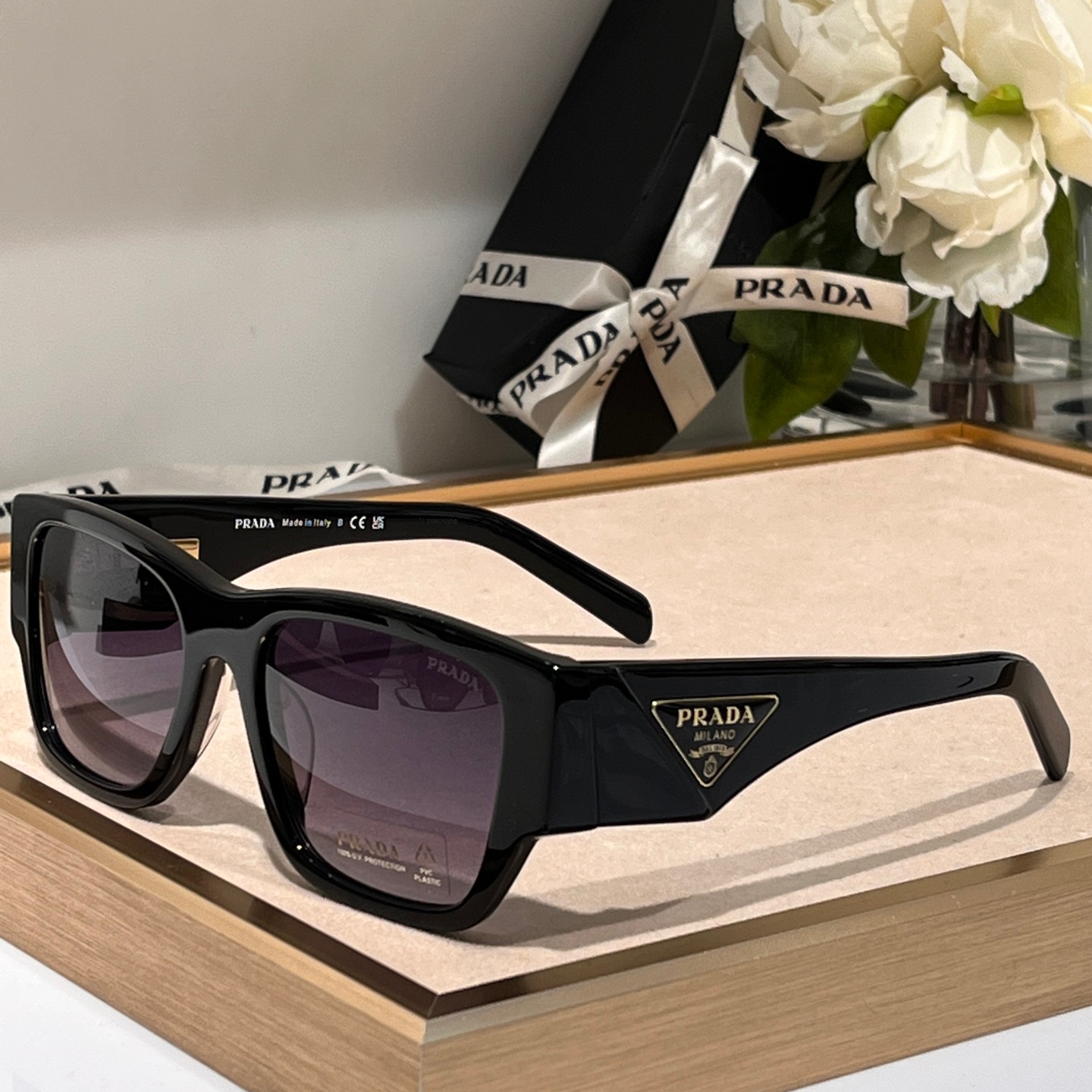 Prada Sunglasses Black Rectangle