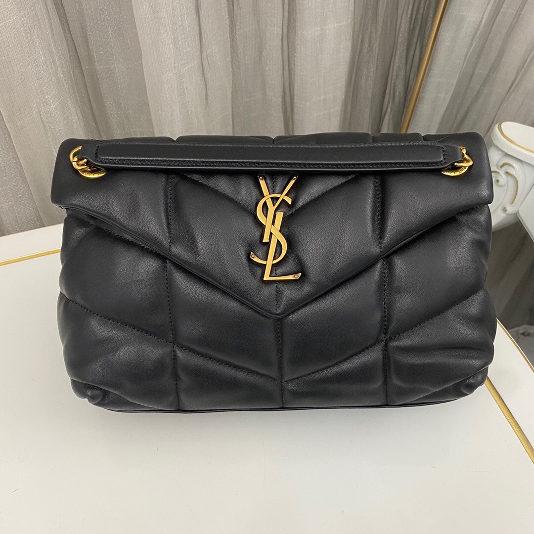 SAINT LAURENT Loulou Puffer small quilted leather shoulder bag black