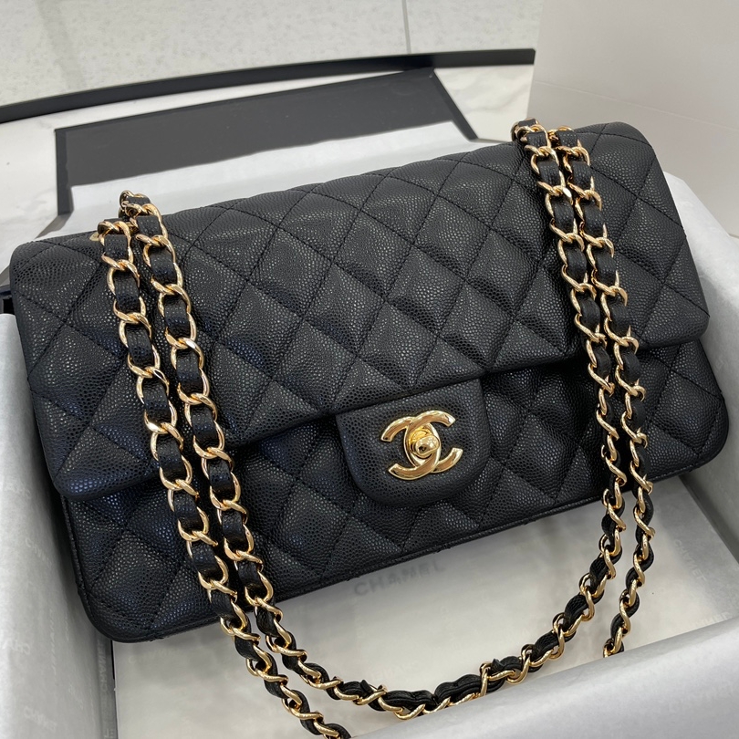 Chanel Classic Flag Bag Medium Classic Double Flap Bag Black Caviar ...