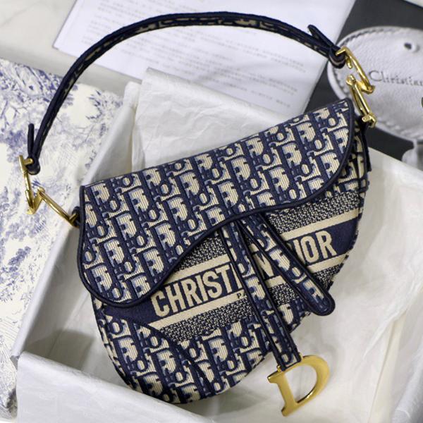 Dior Shoulder Bags SADDLE BAG Blue Dior Oblique Embroidery M0446CRIW_M928