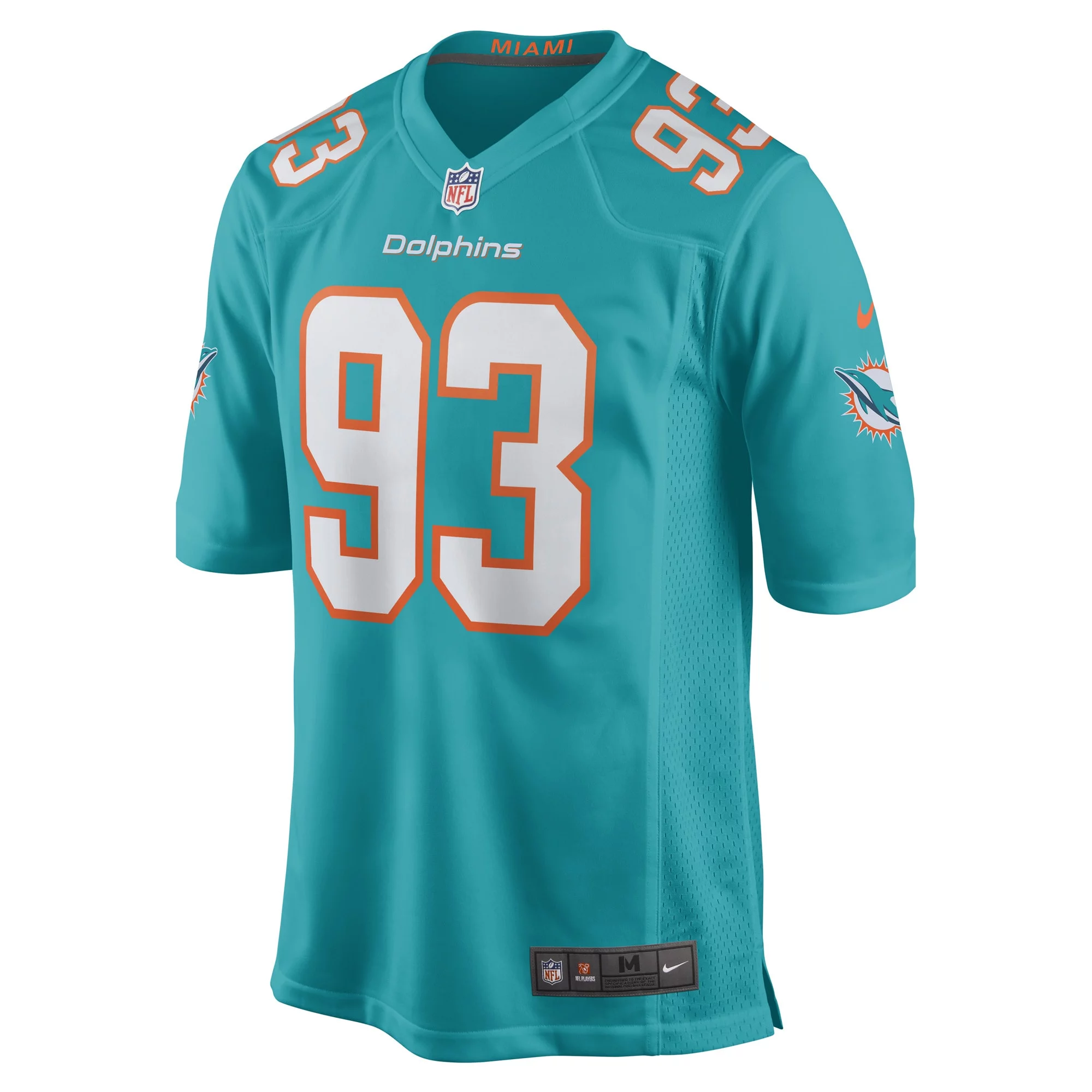 Men's Nike Trey Flowers Aqua Miami Dolphins Game Player Jersey
