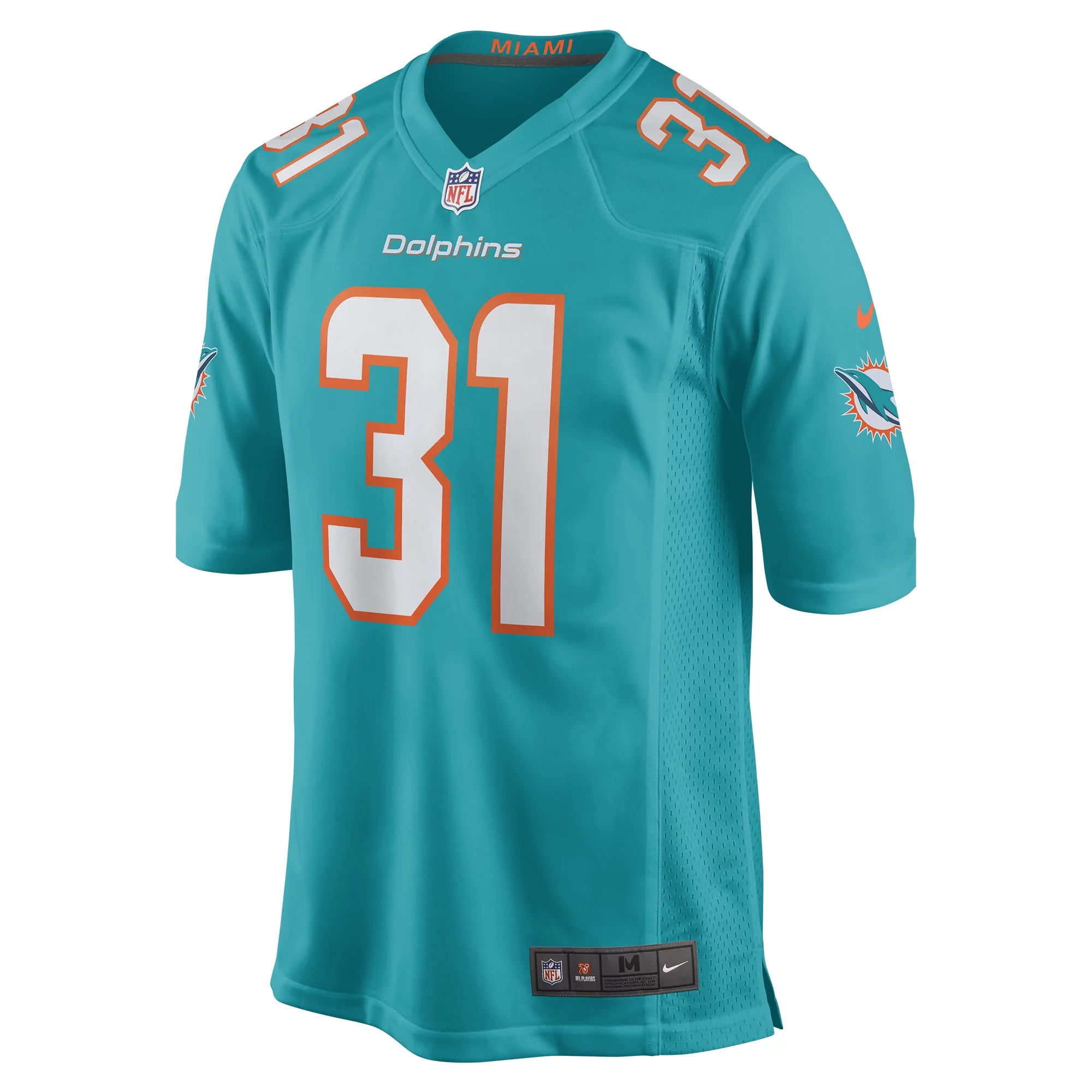 Men's Nike Raheem Mostert Aqua Miami Dolphins Game Jersey
