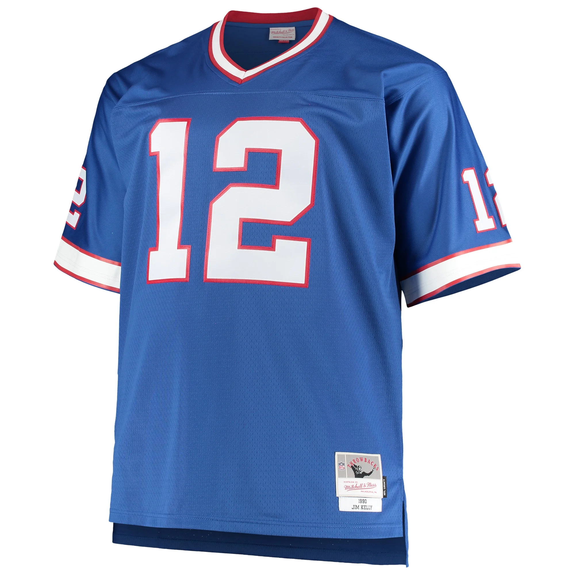 Men's Mitchell & Ness Jim Kelly Royal Buffalo Bills Big & Tall 1990 Retired Player Replica Jersey