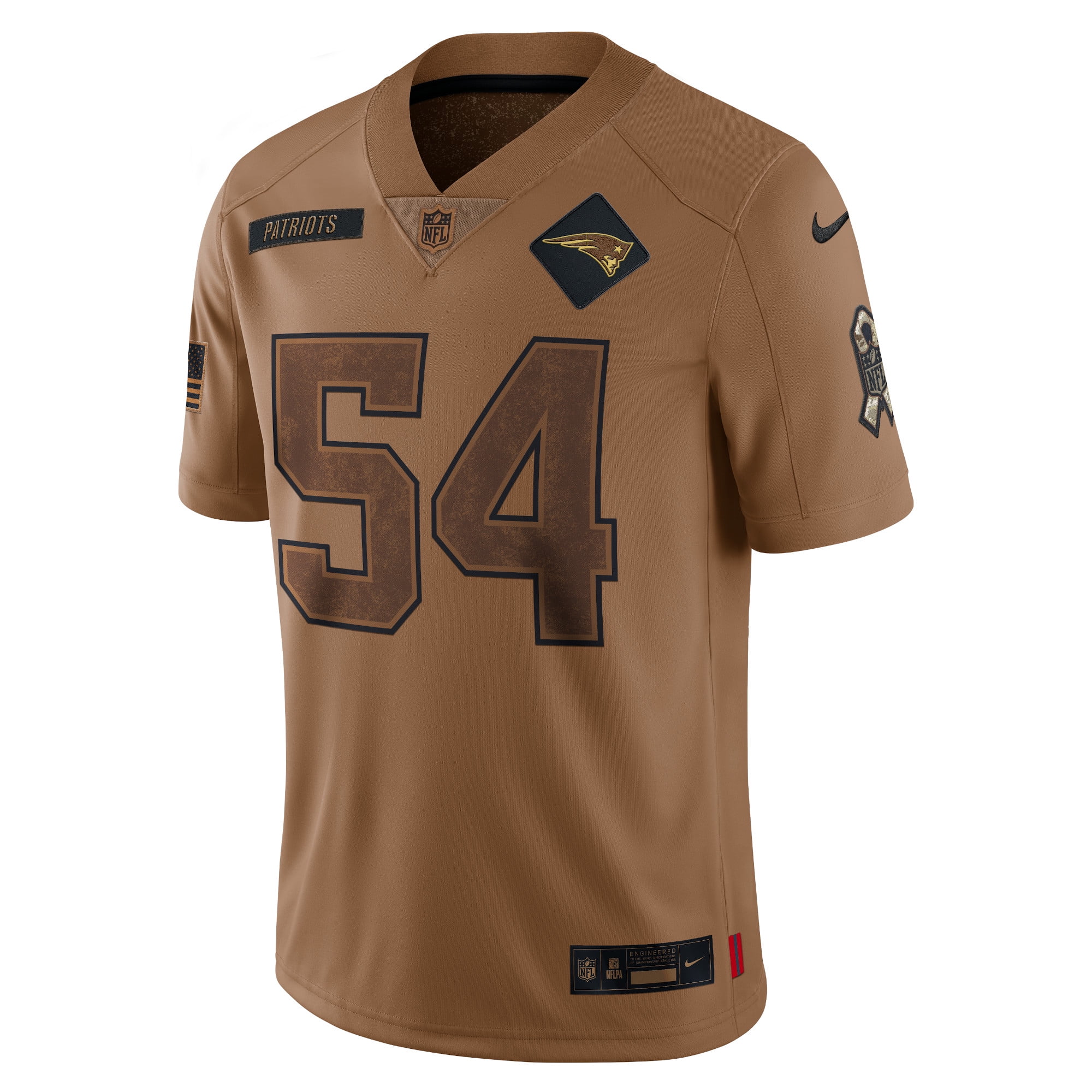 Men's Nike Tedy Bruschi Brown New England Patriots 2023 Salute To Service Retired Player Limited Jersey