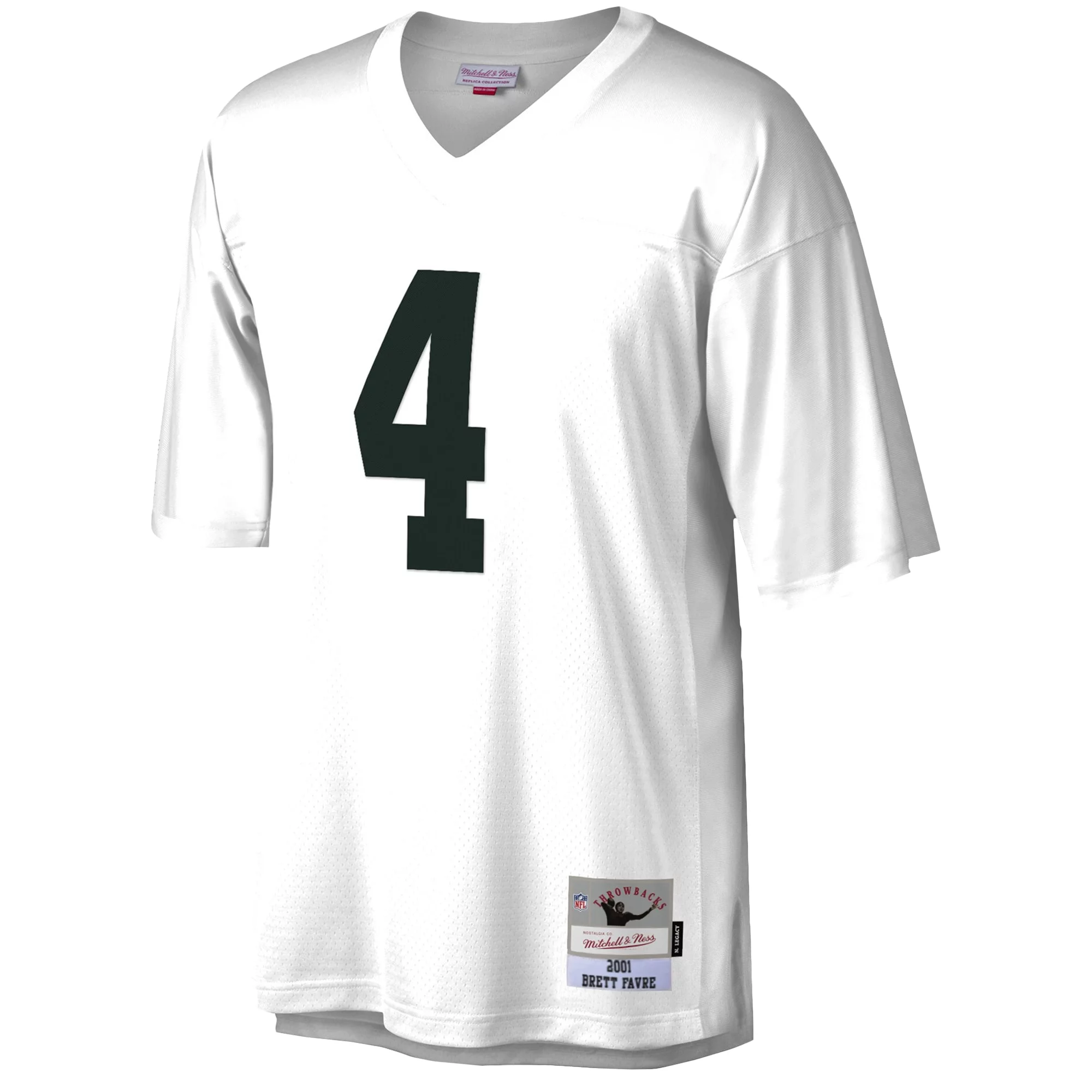 Men's Mitchell & Ness Brett Favre White Green Bay Packers Legacy Replica Jersey