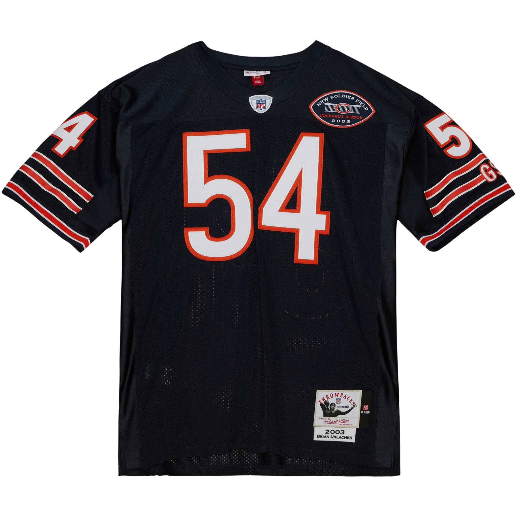 Men's Mitchell & Ness Brian Urlacher Navy Chicago Bears 2003 Authentic Throwback Retired Player Jersey