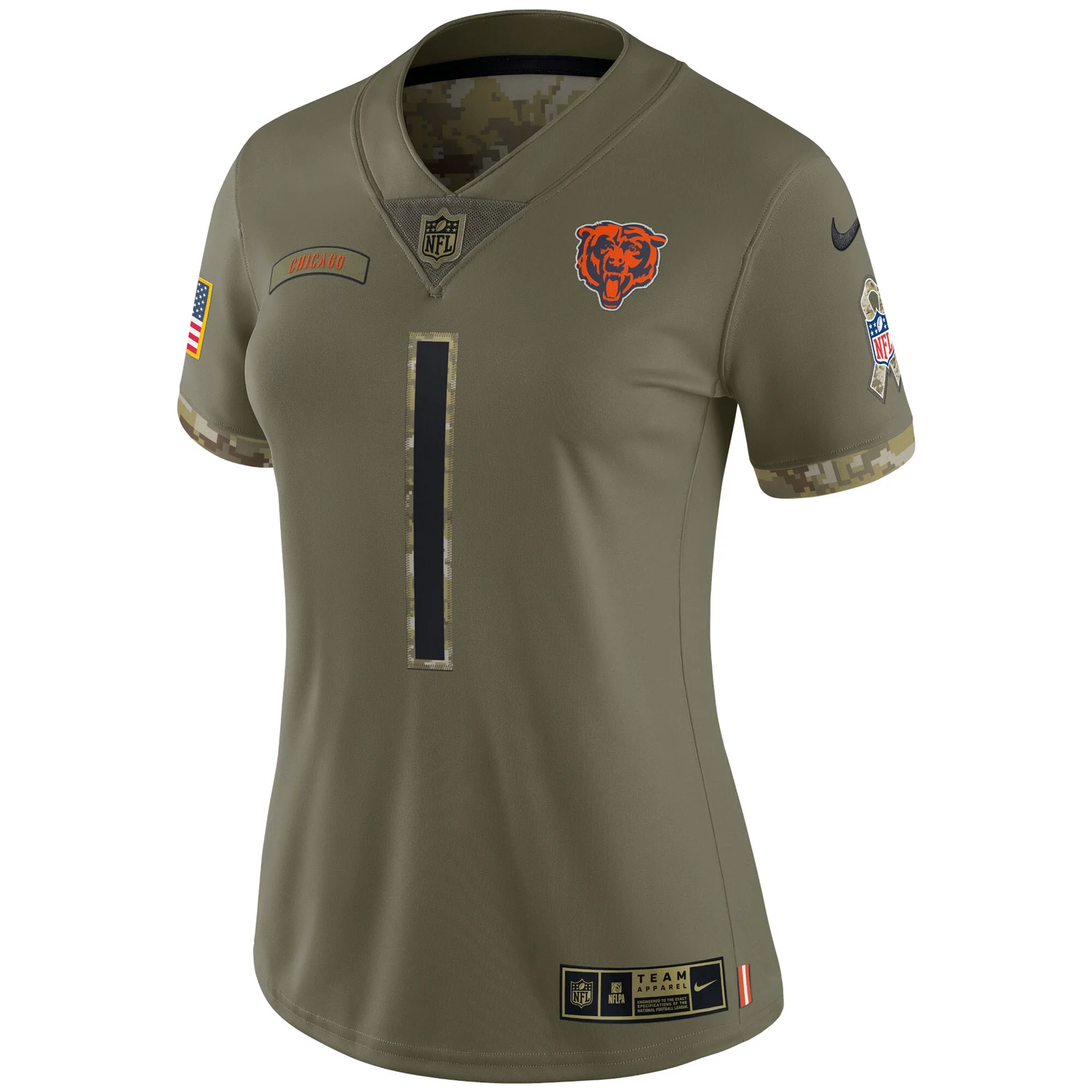 Women's Nike Justin Fields Olive Justin Fields 2022 Salute To Service Limited Jersey