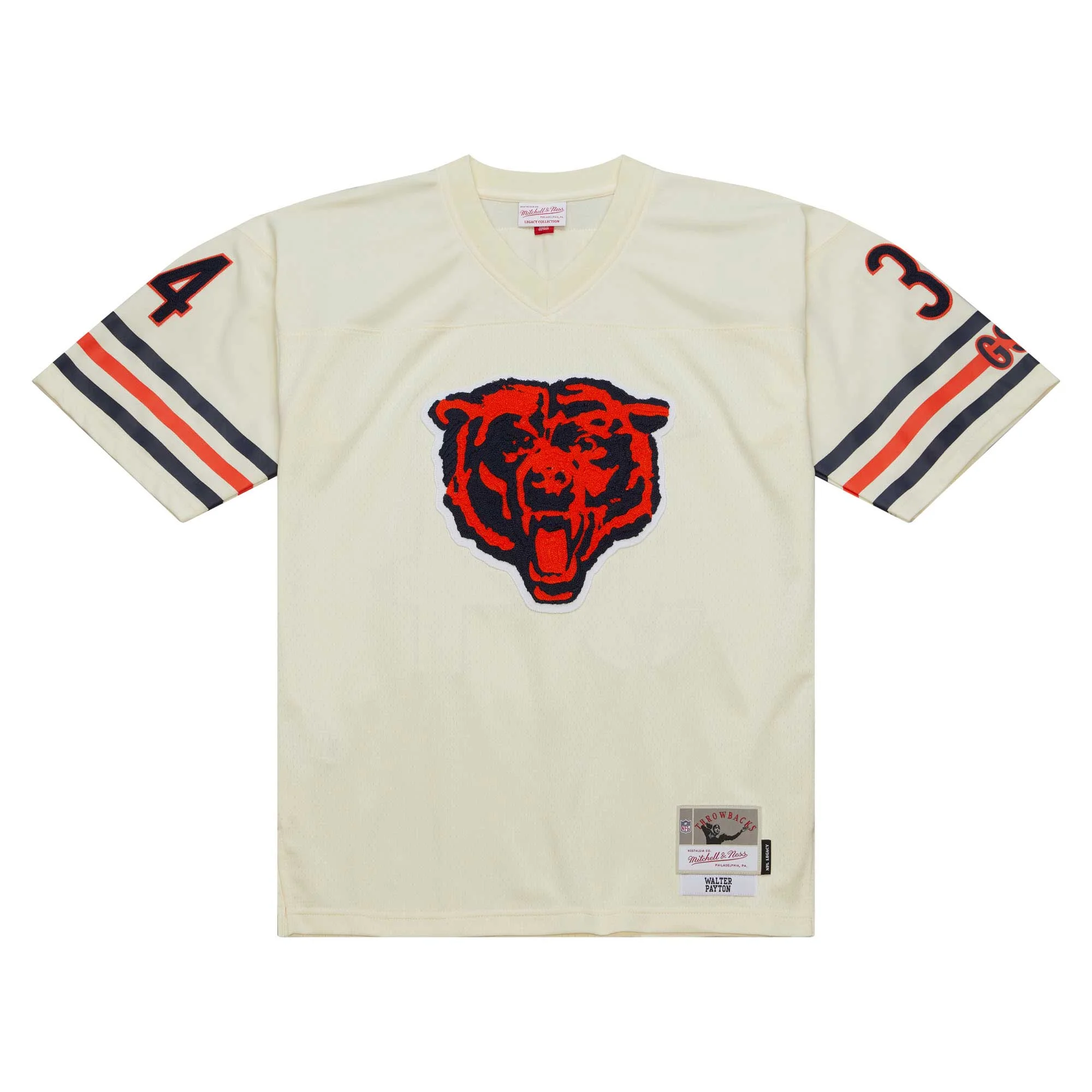 Men's Mitchell & Ness Walter Payton Cream Chicago Bears Chainstitch Legacy Jersey