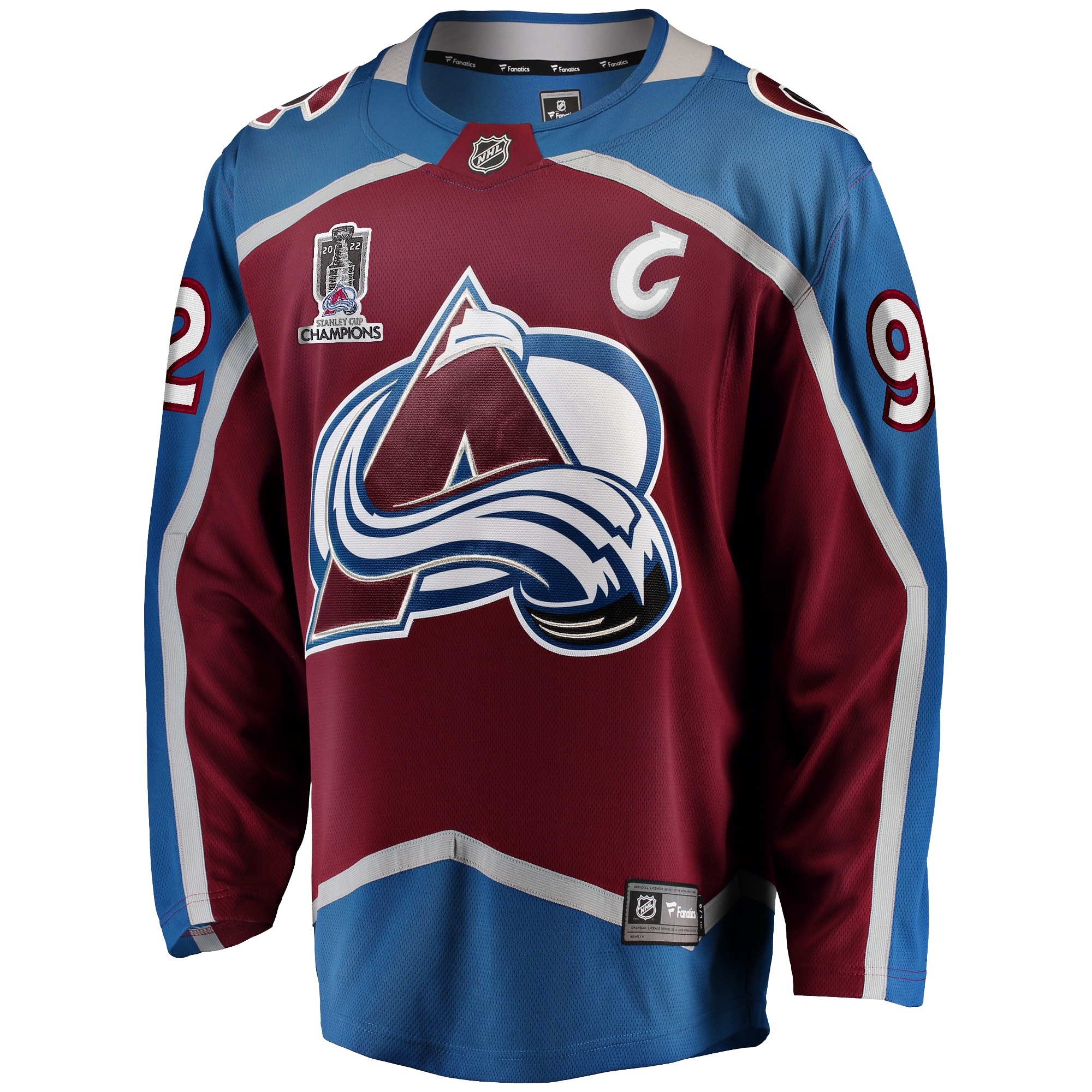 Men's Fanatics Gabriel Landeskog Burgundy Colorado Avalanche Home 2022 Stanley Cup Champions Breakaway Player Jersey