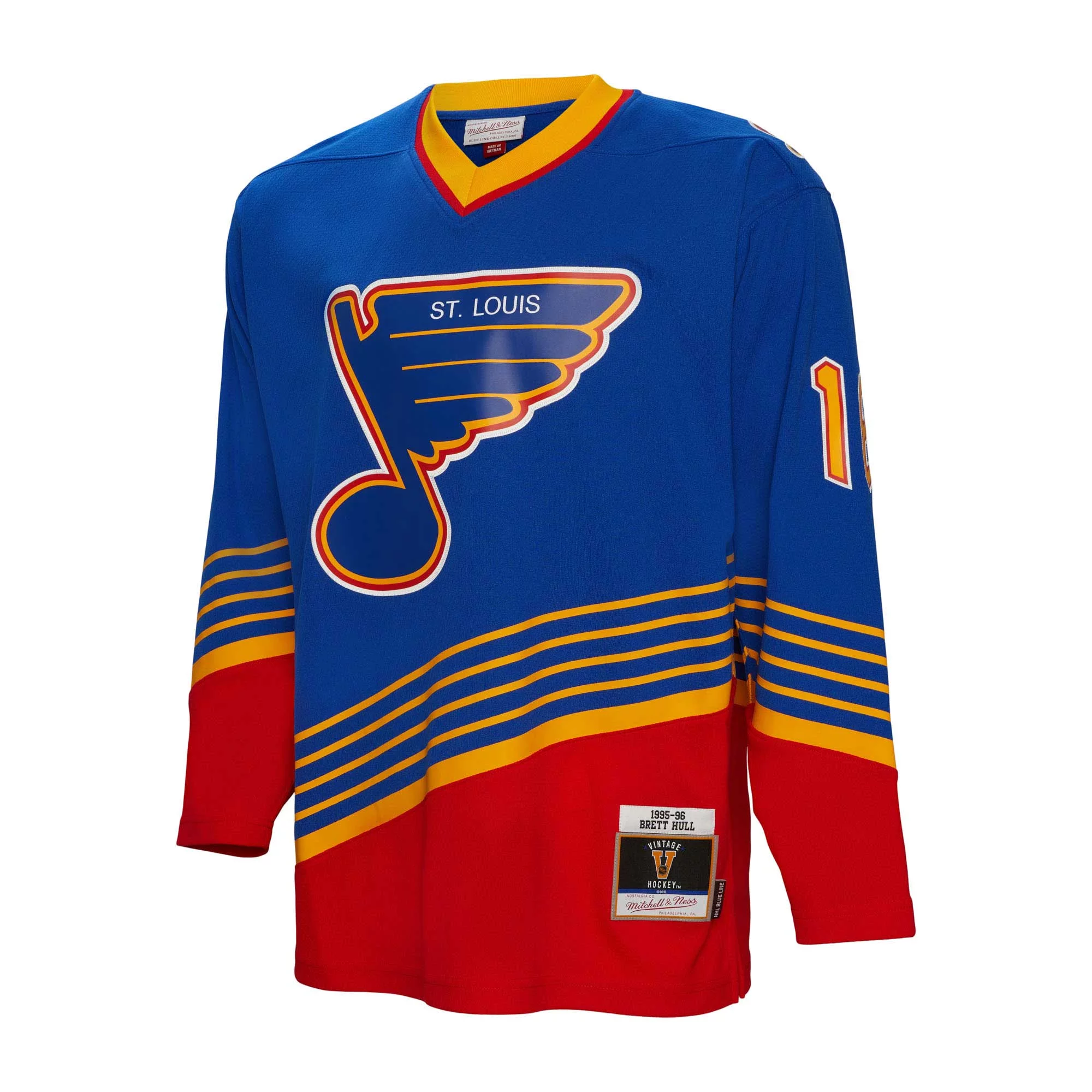 Men's Mitchell & Ness Brett Hull Blue St. Louis Blues 1995/96 Blue Line Player Jersey
