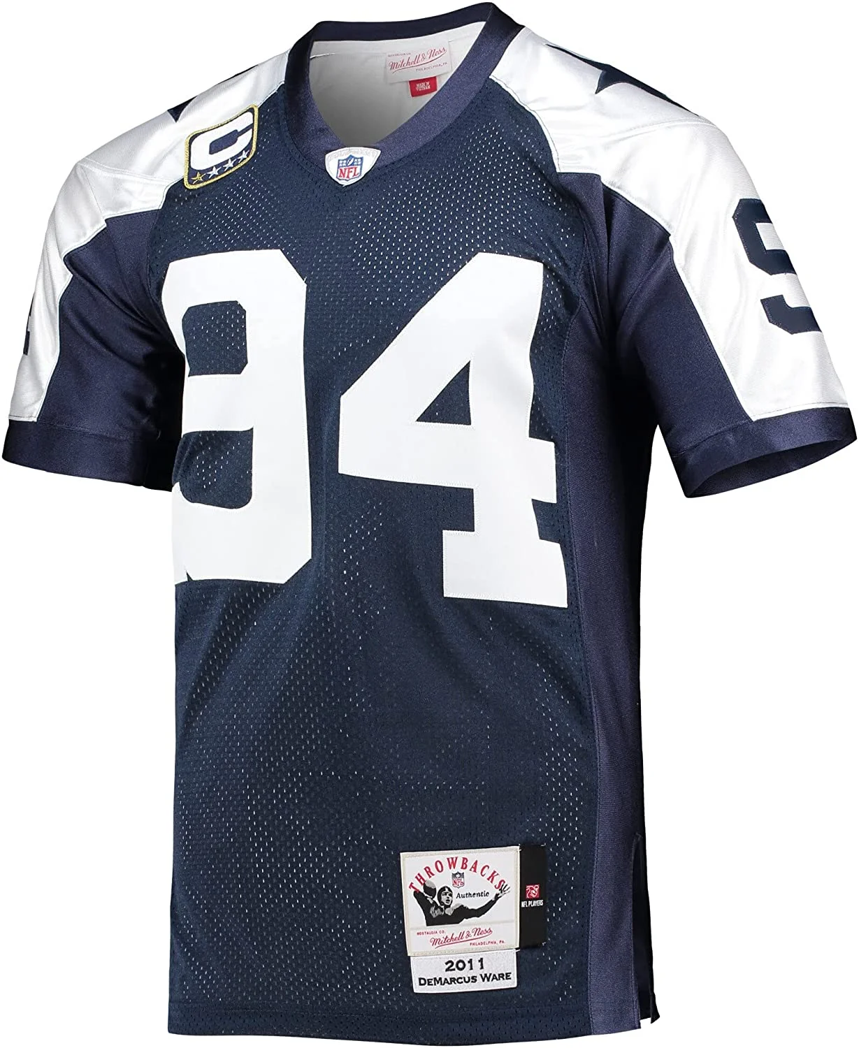 Mitchell Ness Mens Demarcus Ware Navy Dallas Cowboys 2011 Authentic Retired Player Jersey 36