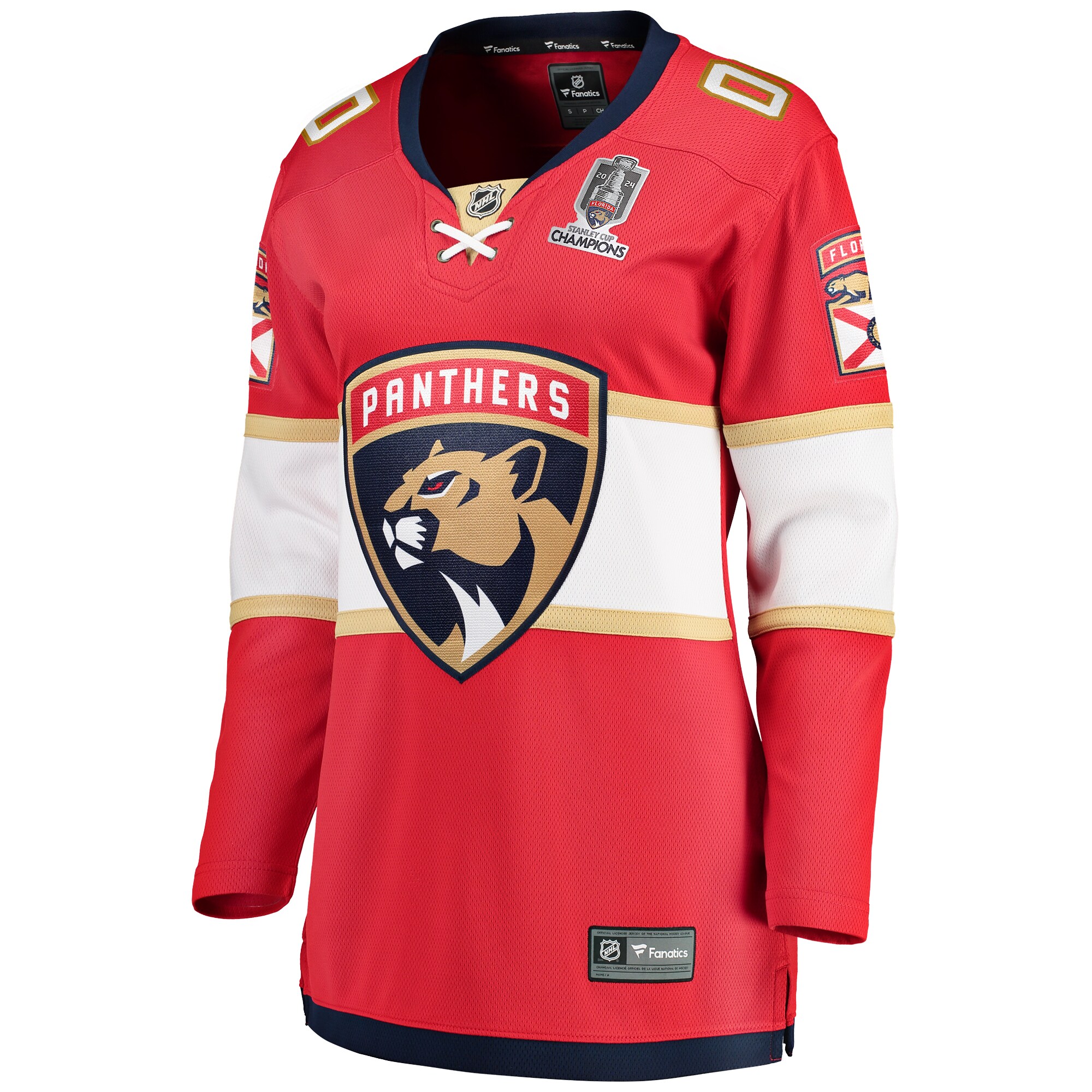 Florida Panthers Fanatics Women's Home 2024 Stanley Cup Champions Breakaway Custom Jersey – Red