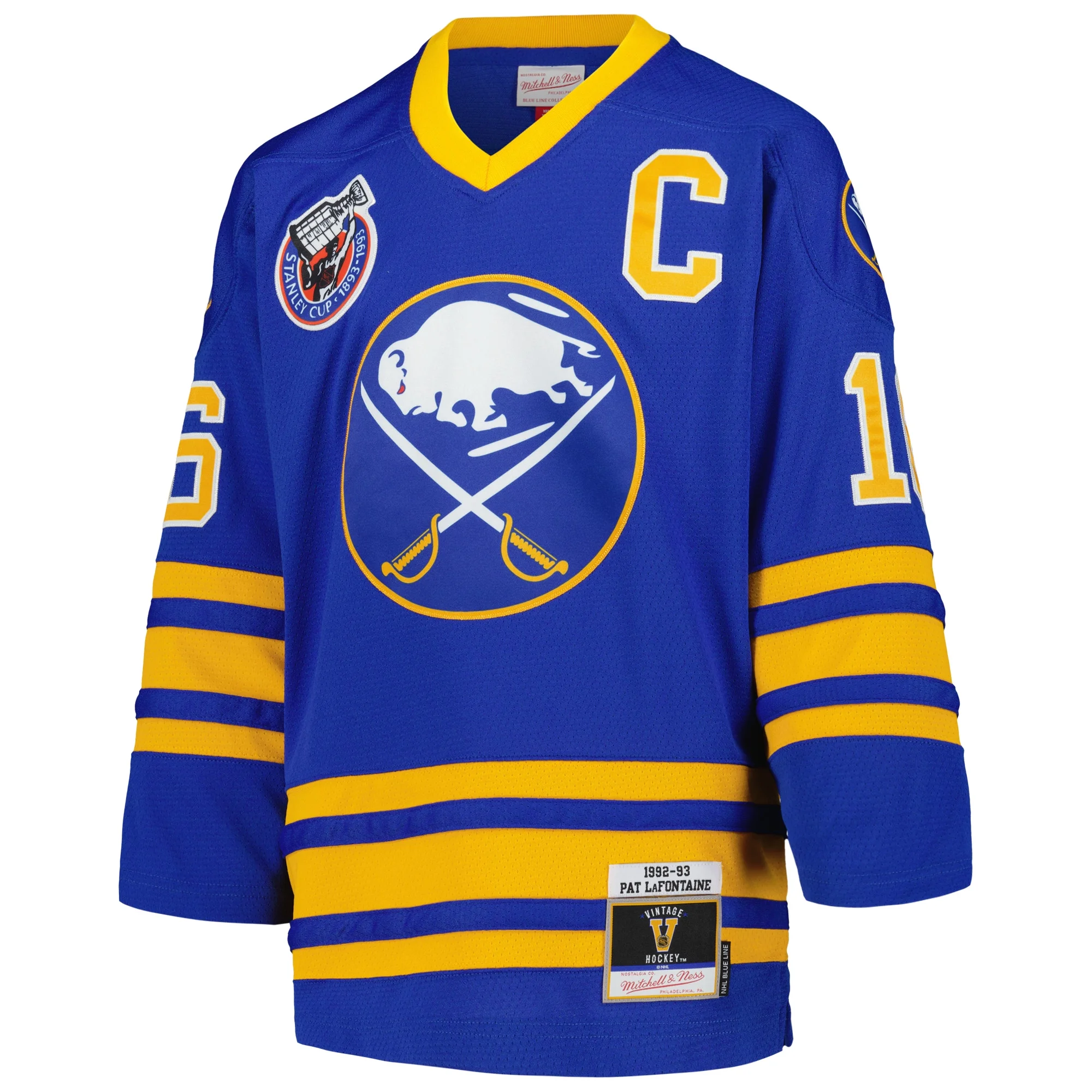 Youth Mitchell & Ness Pat LaFontaine Royal Buffalo Sabres 1992 Blue Line Player Jersey