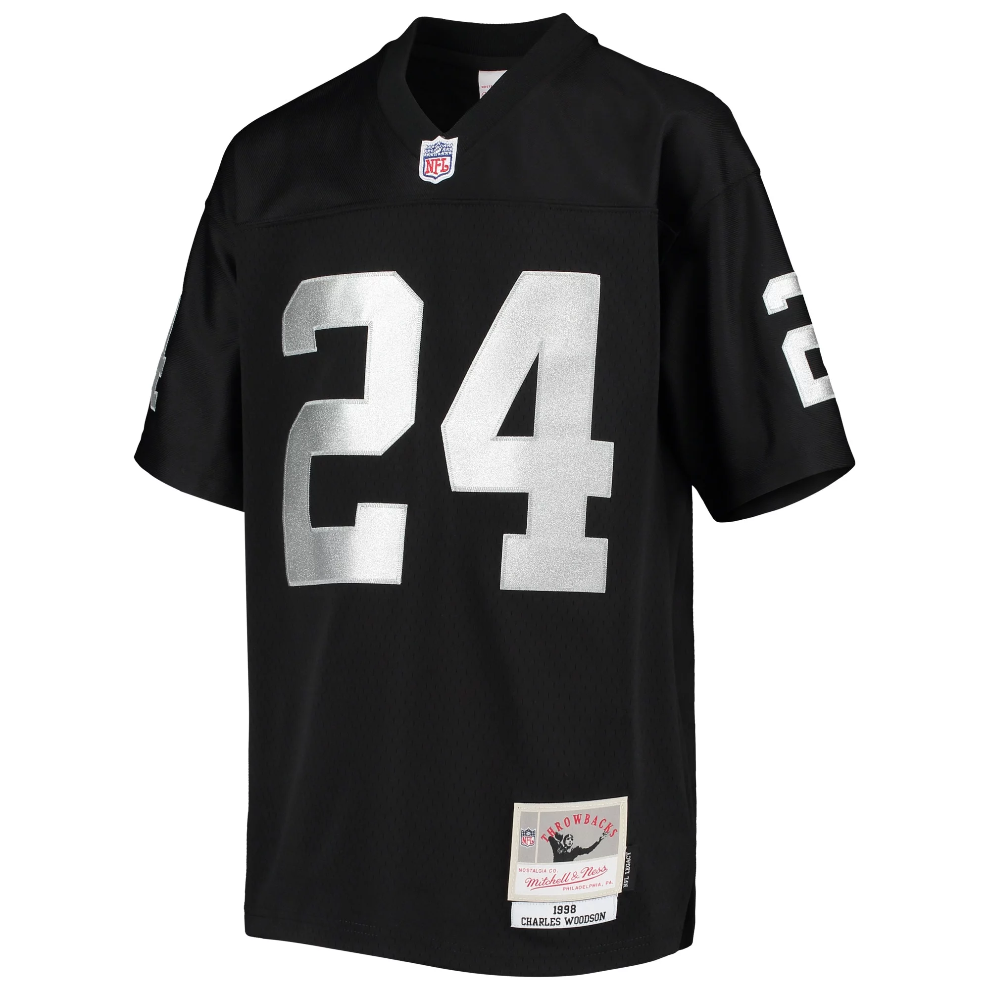 Youth Mitchell & Ness Charles Woodson Black Las Vegas Raiders 1998 Legacy Retired Player Jersey
