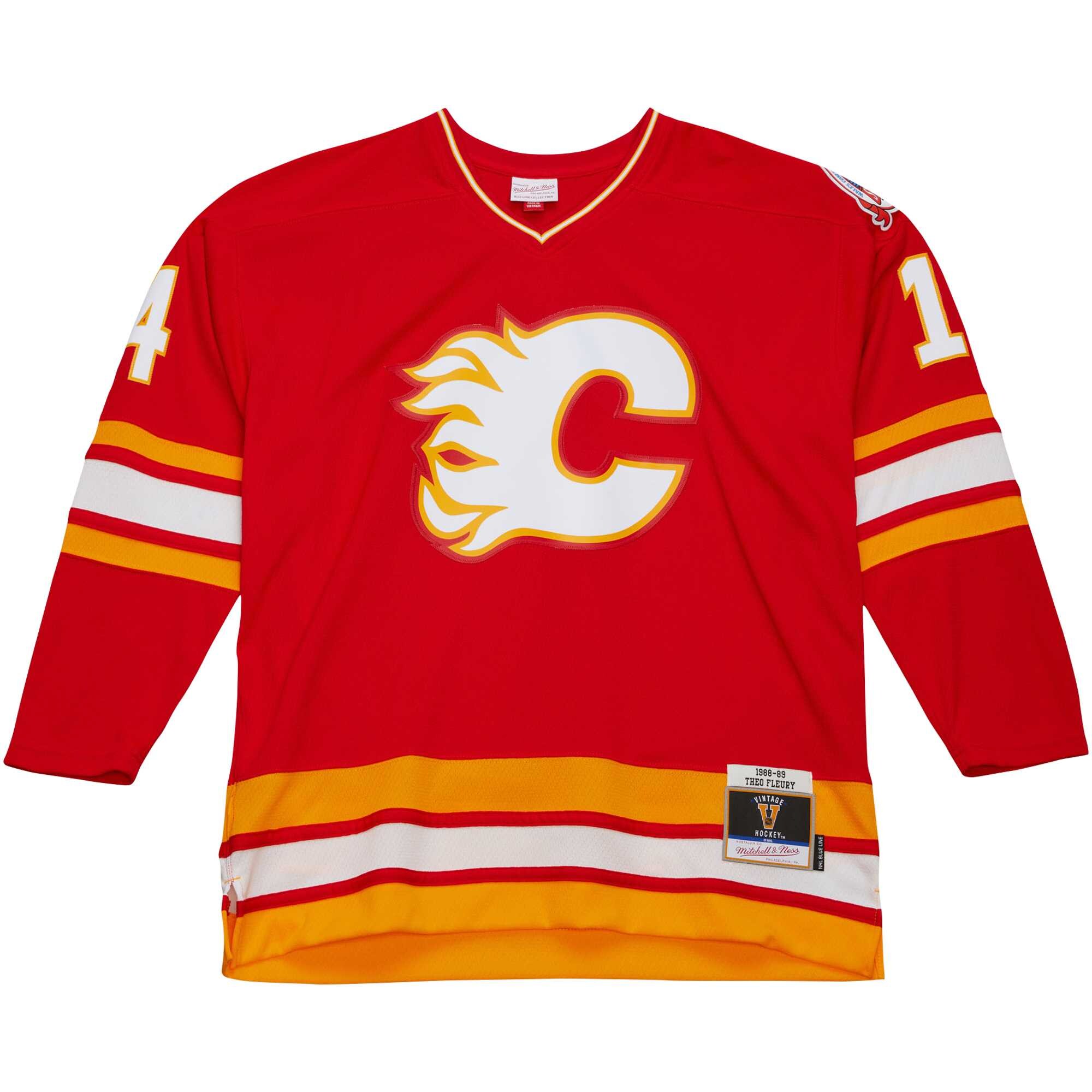 Theoren Fleury Calgary Flames Mitchell & Ness  1988/89 Blue Line Player Jersey - Red