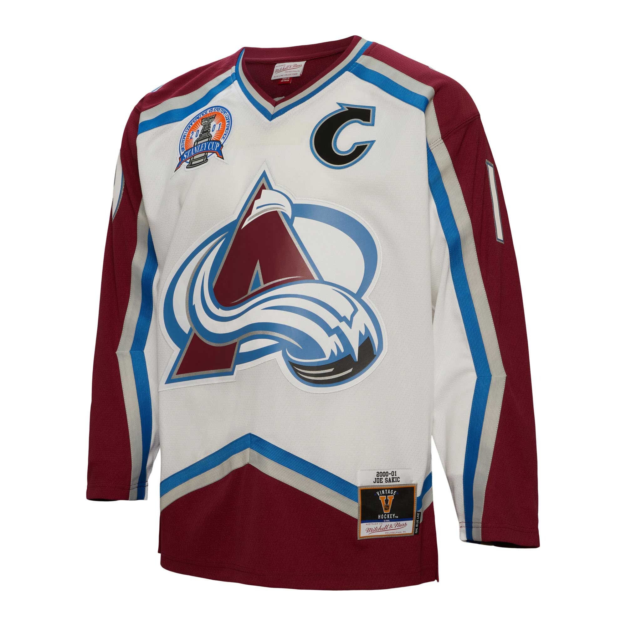 Joe Sakic Colorado Avalanche Mitchell & Ness Captain Patch 2000/01 Blue Line Player Jersey - White