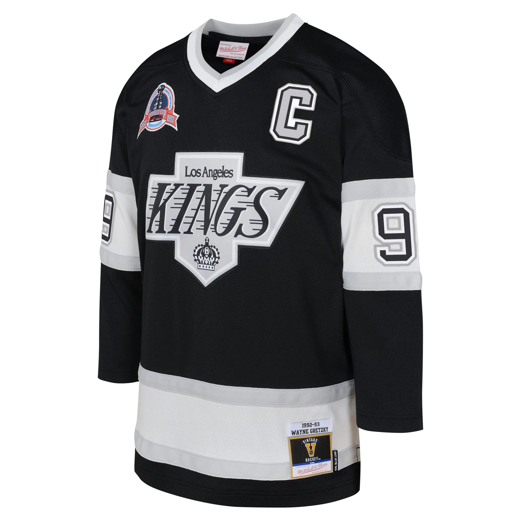 Youth Mitchell & Ness Wayne Gretzky Black Los Angeles Kings 1992 Blue Line Player Jersey