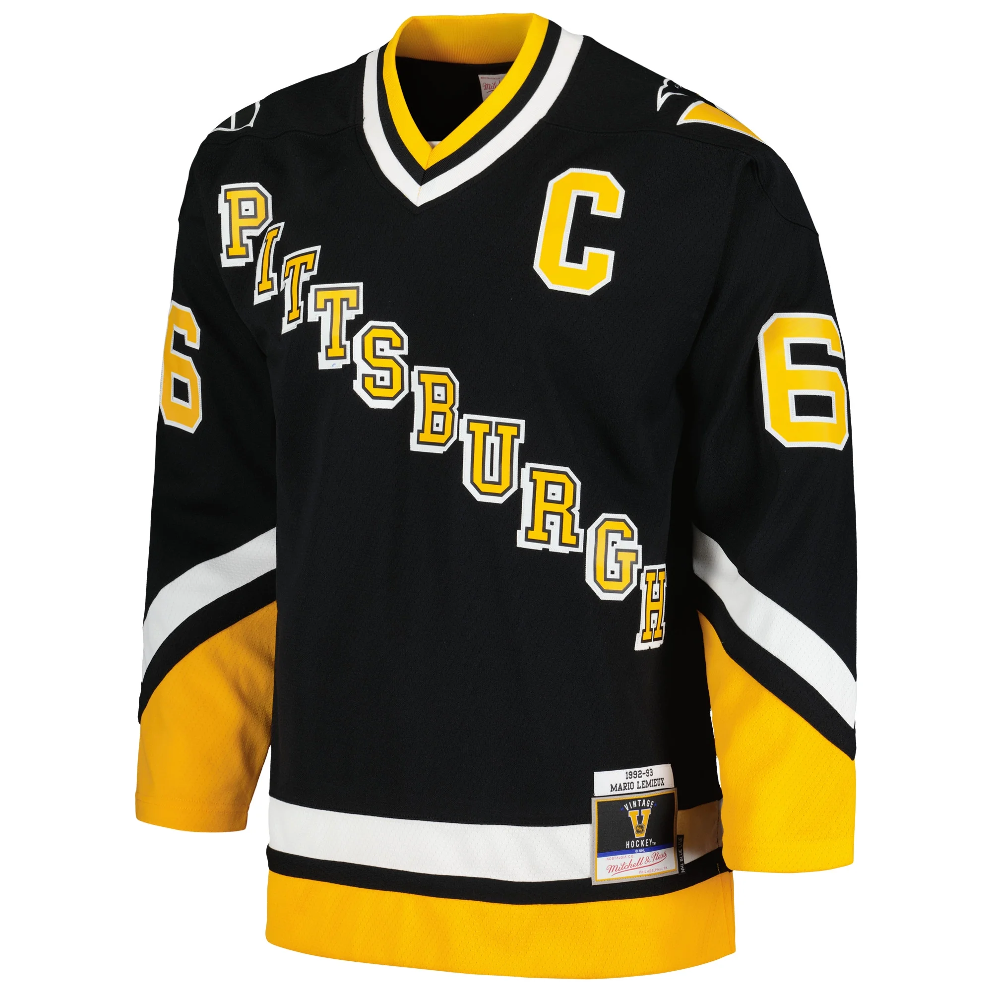 Men's Mitchell & Ness Mario Lemieux Black Pittsburgh Penguins 1992/93 Blue Line Player Jersey