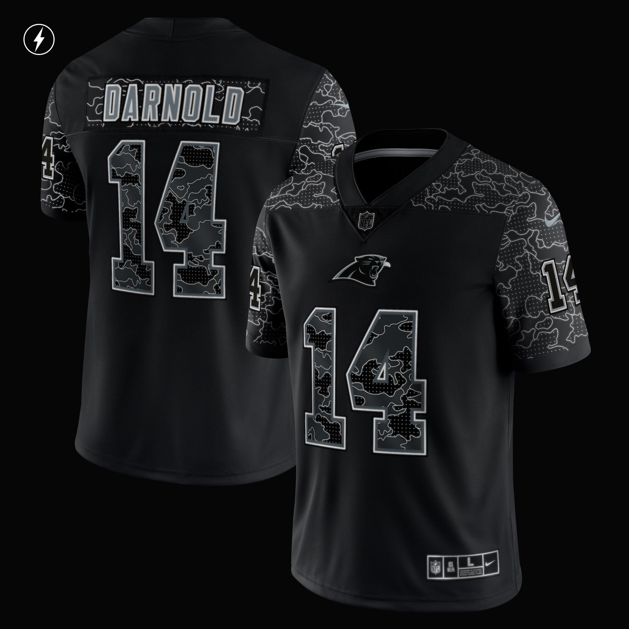 Men's Nike Sam Darnold Black Carolina Panthers RFLCTV Limited Jersey