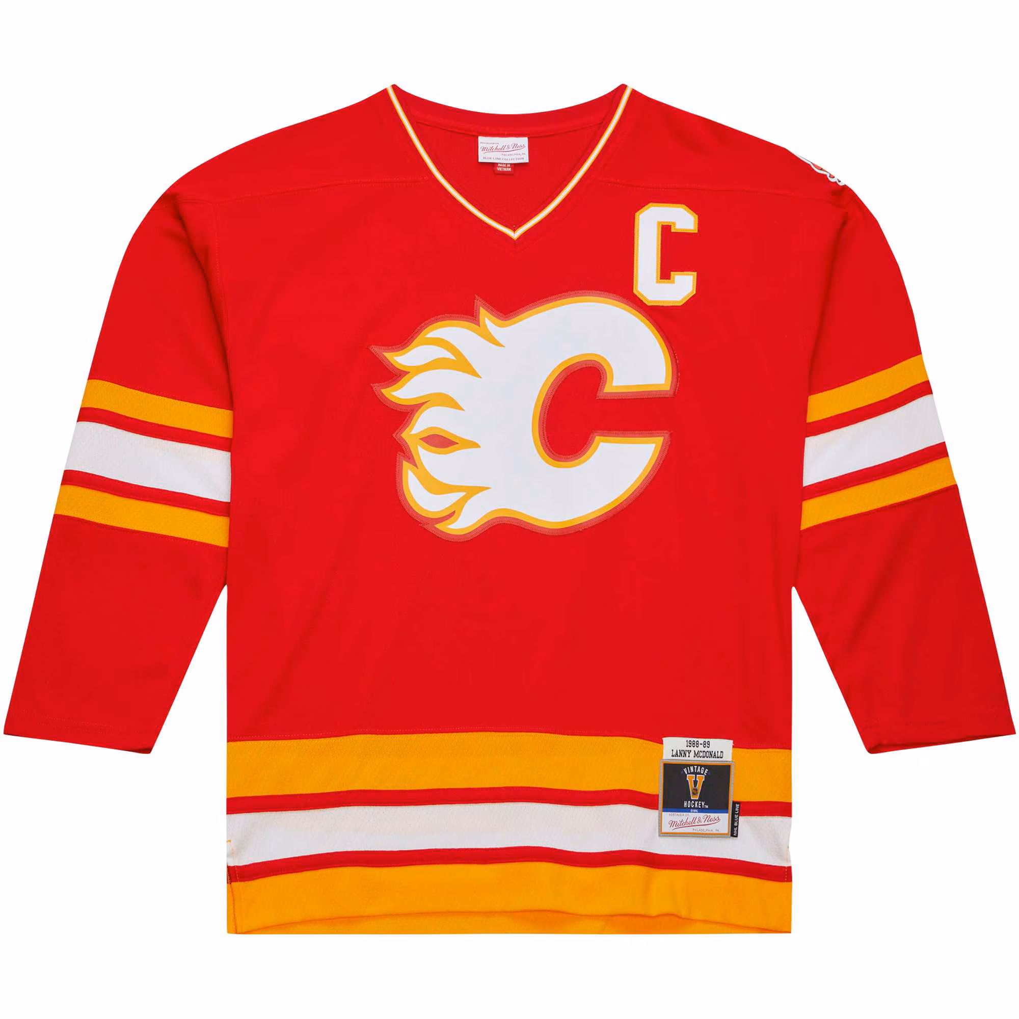 Lanny McDonald Calgary Flames Mitchell & Ness Captain Patch 1988/89 Blue Line Player Jersey - Red