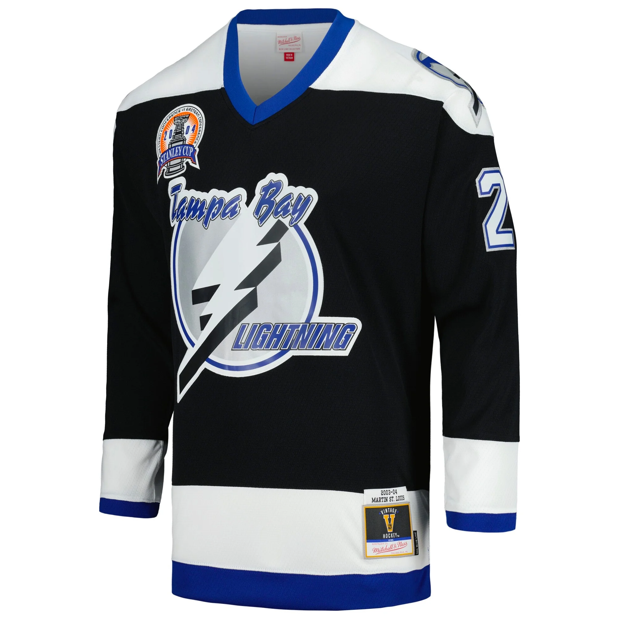Men's Mitchell & Ness Martin St. Louis Black Tampa Bay Lightning 2004 Stanley Cup Champions Blue Line Player Jersey