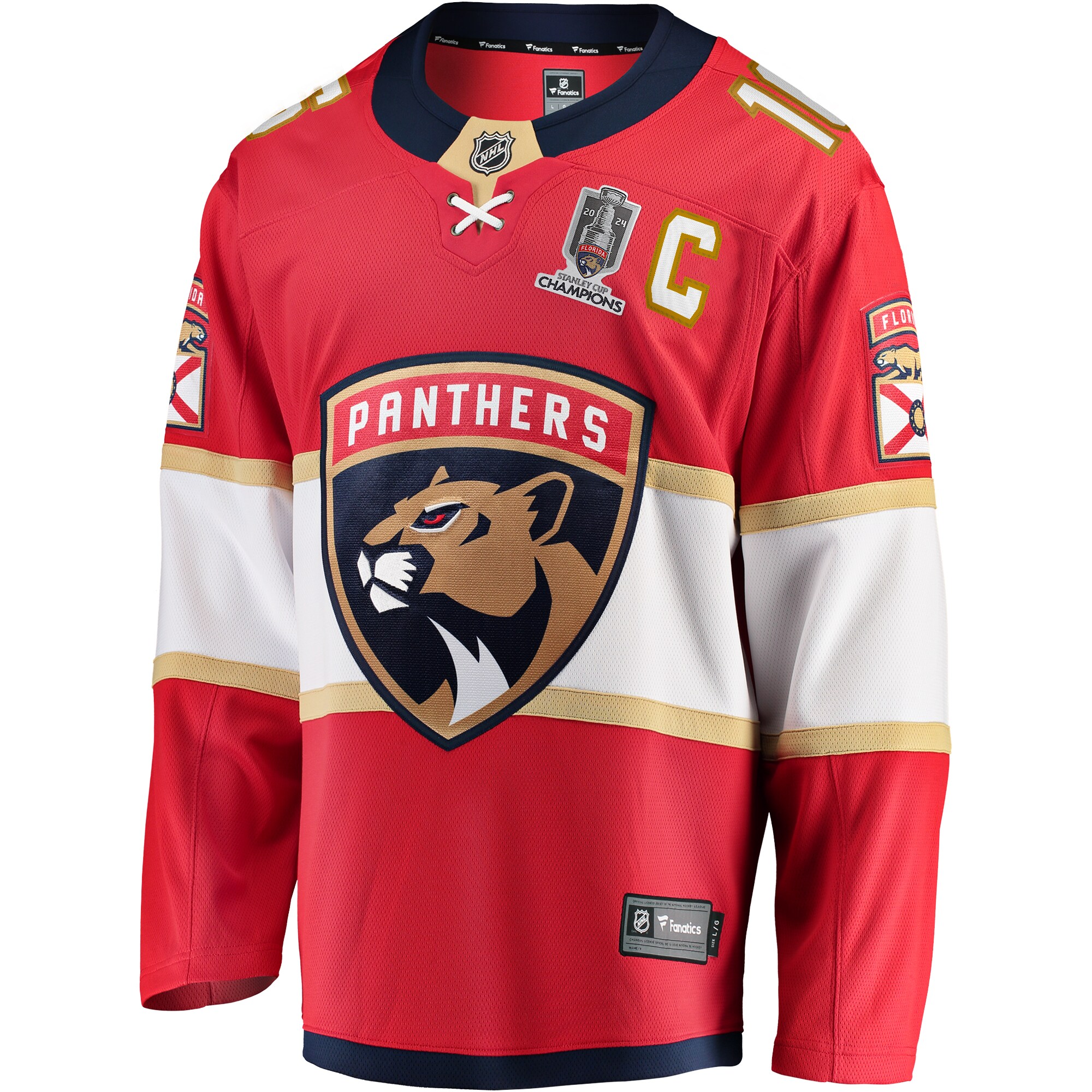 Aleksander Barkov Florida Panthers Fanatics Home 2024 Stanley Cup Champions Breakaway Player Jersey – Red