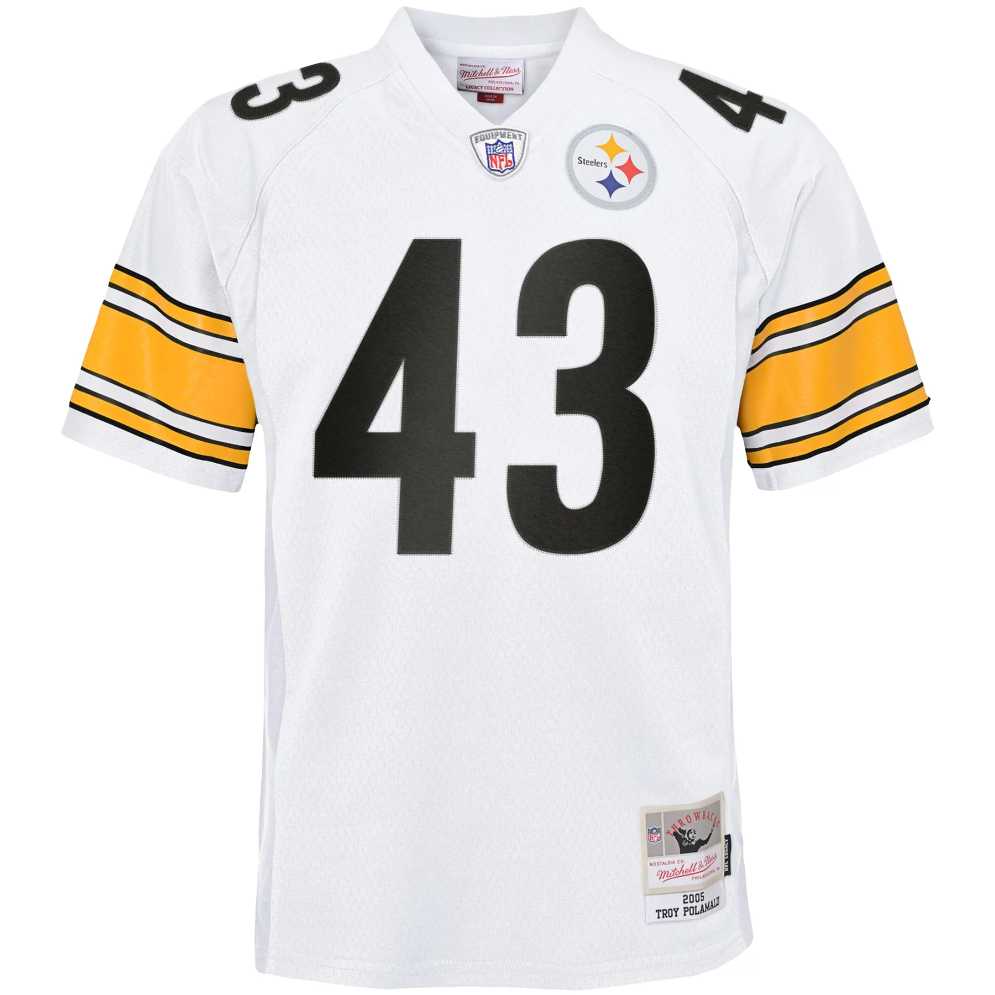 Youth Mitchell & Ness Troy Polamalu White Pittsburgh Steelers 2005 Retired Player Legacy Jersey