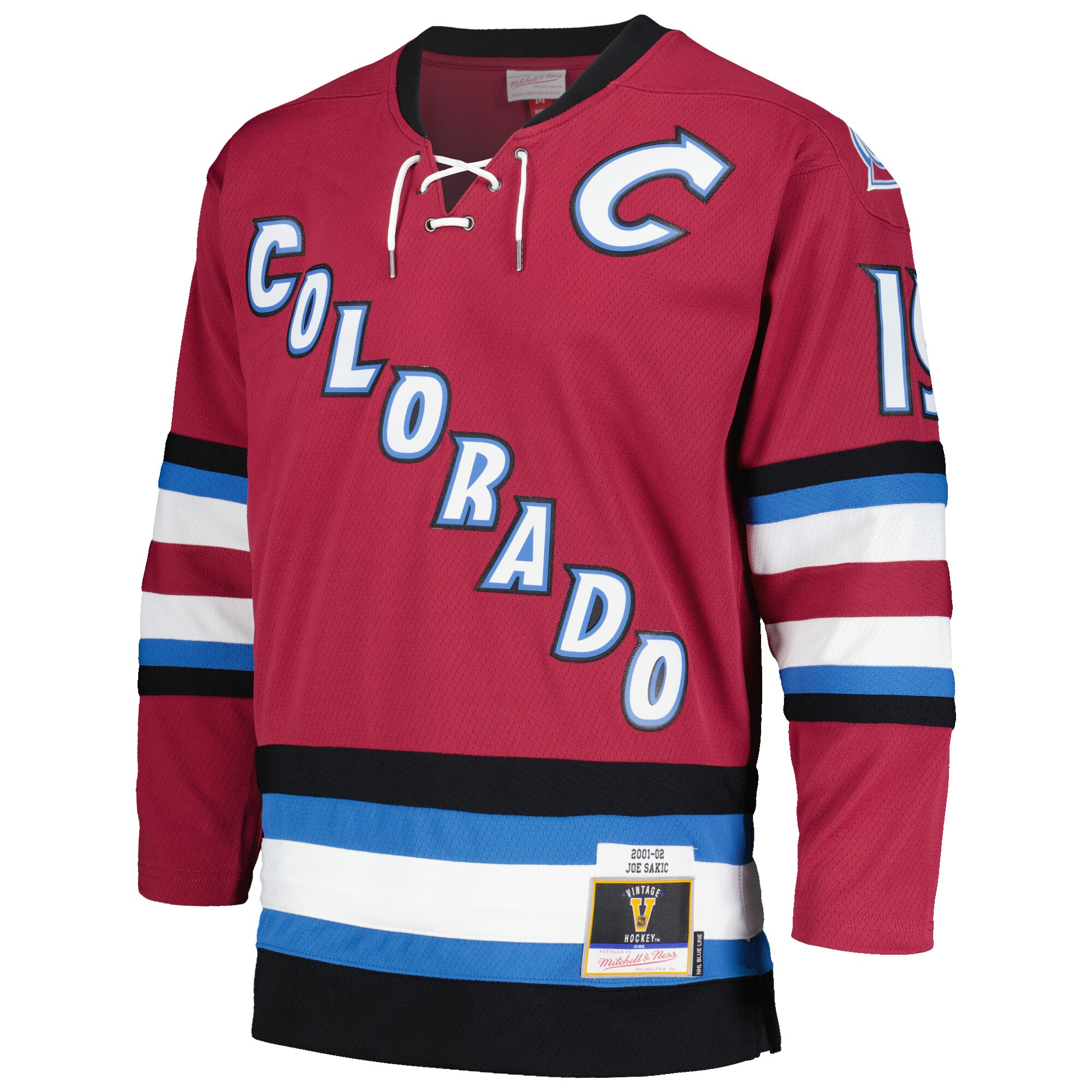 Joe Sakic Colorado Avalanche Mitchell & Ness 2001/02 Blue Line Alternate Player Jersey - Burgundy