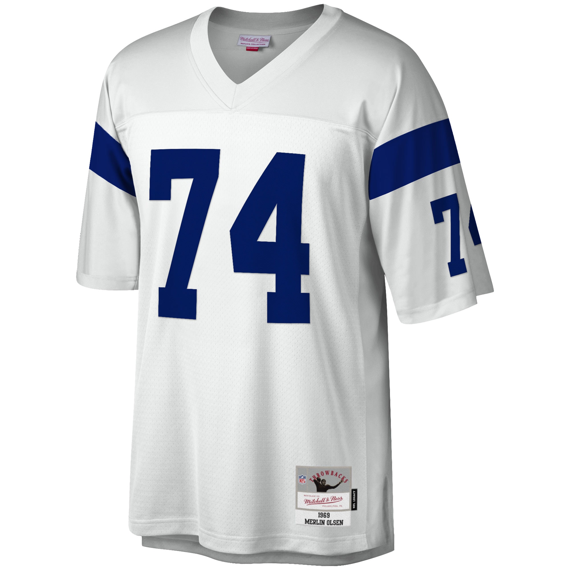 Men's Mitchell & Ness Merlin Olsen White Los Angeles Rams Legacy Replica Jersey