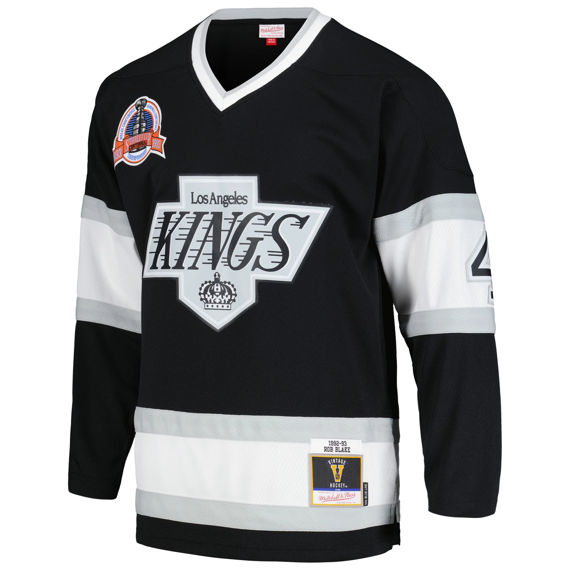 Men's Mitchell & Ness Rob Blake Black Los Angeles Kings 1992/93 Blue Line Player Jersey
