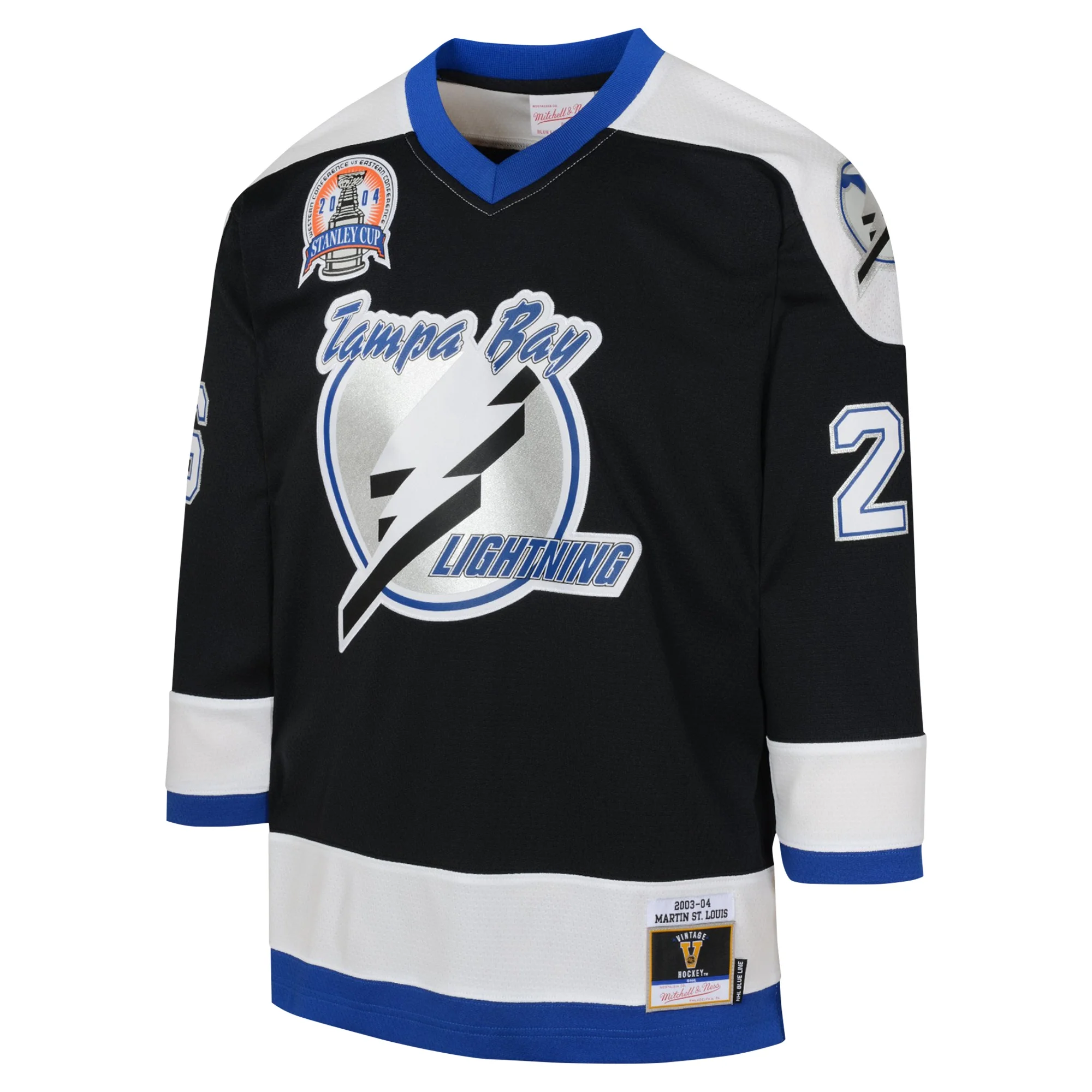 Youth Mitchell & Ness Martin St. Louis Black Tampa Bay Lightning 2003 Blue Line Player Jersey