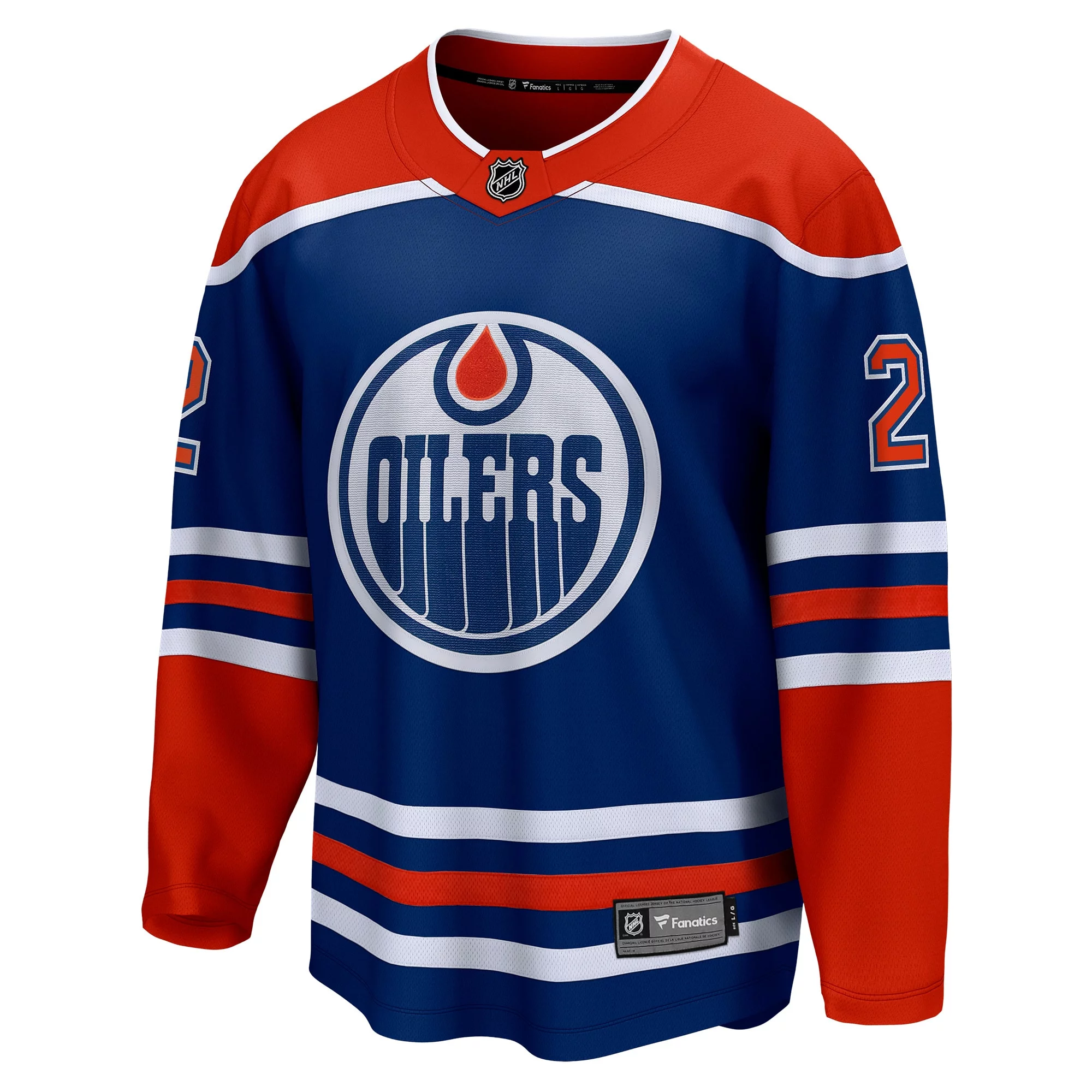 Men's Fanatics Evan Bouchard Royal Edmonton Oilers Home Breakaway Player Jersey