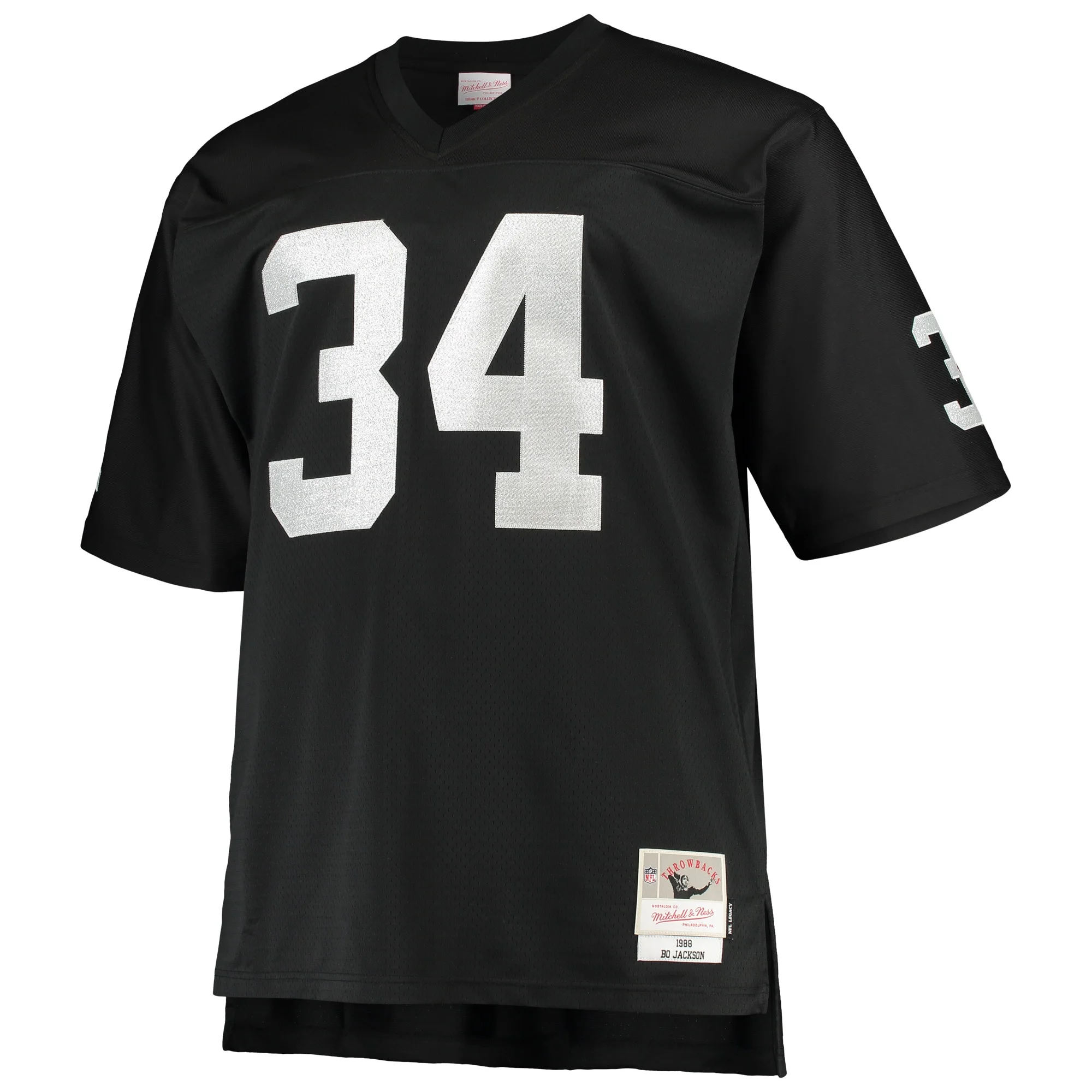 Men's Mitchell & Ness Bo Jackson Black Las Vegas Raiders Big & Tall 1988 Retired Player Replica Jersey