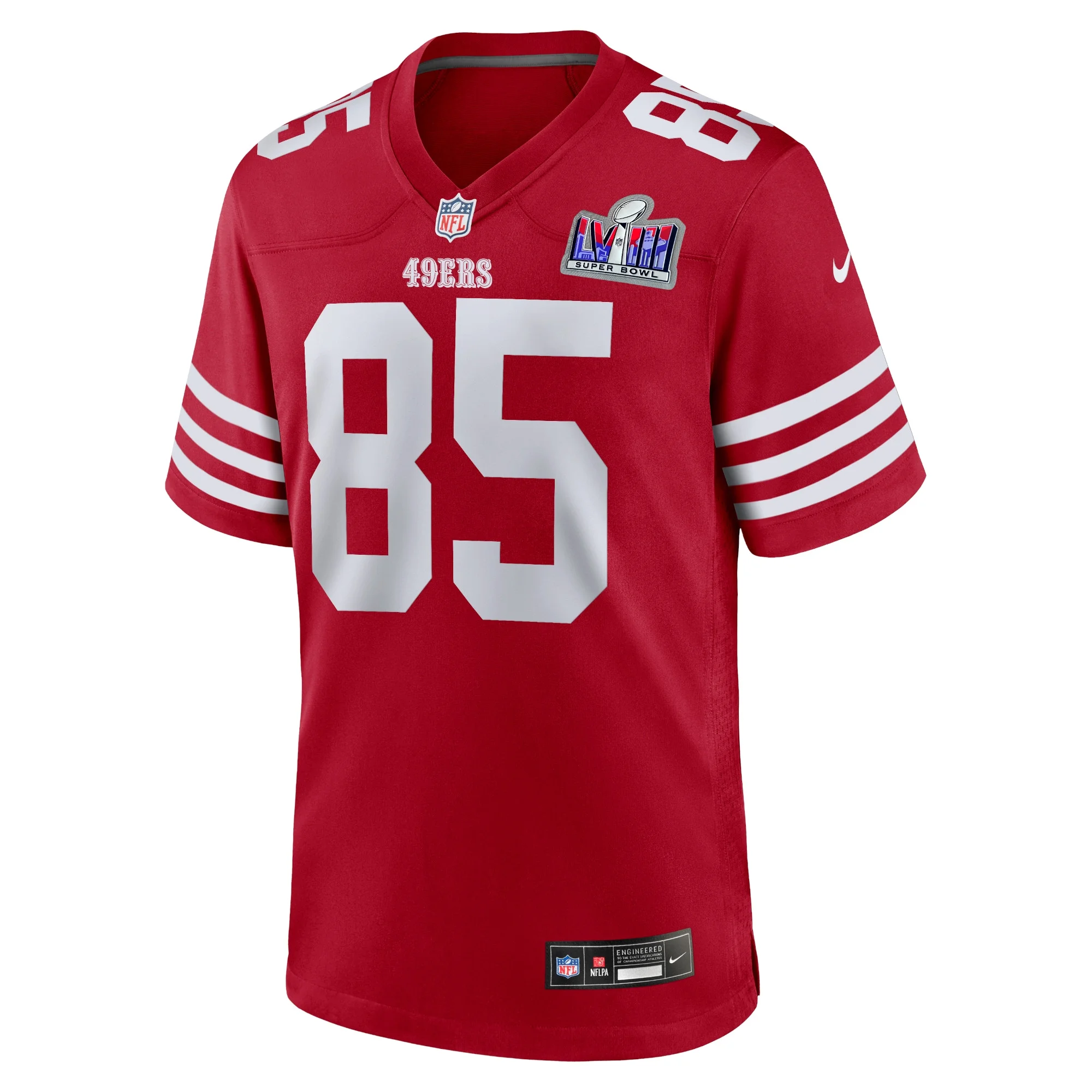 Men's Nike George Kittle Scarlet San Francisco 49ers Super Bowl LVIII Game Jersey