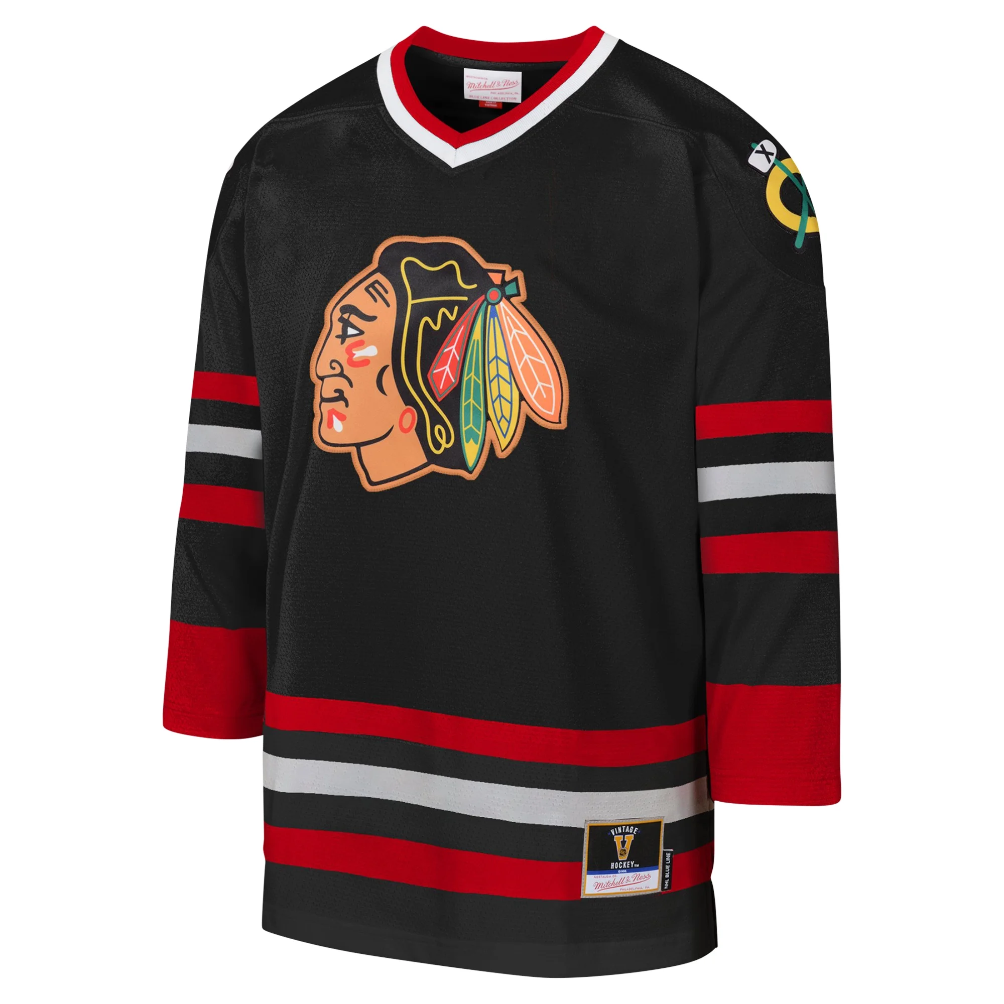 Youth Mitchell & Ness Black Chicago Blackhawks 1997 Blue Line Player Jersey