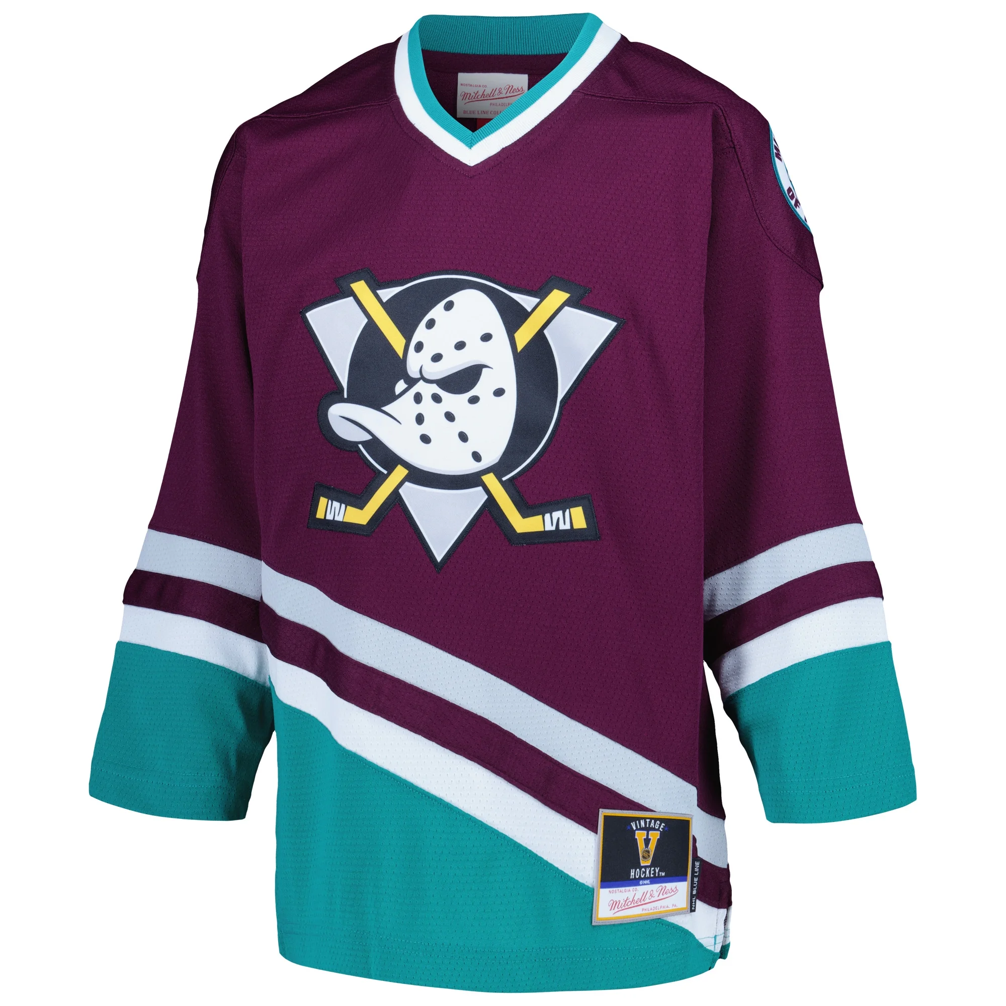 Youth Mitchell & Ness Purple Anaheim Ducks 1996 Blue Line Player Jersey