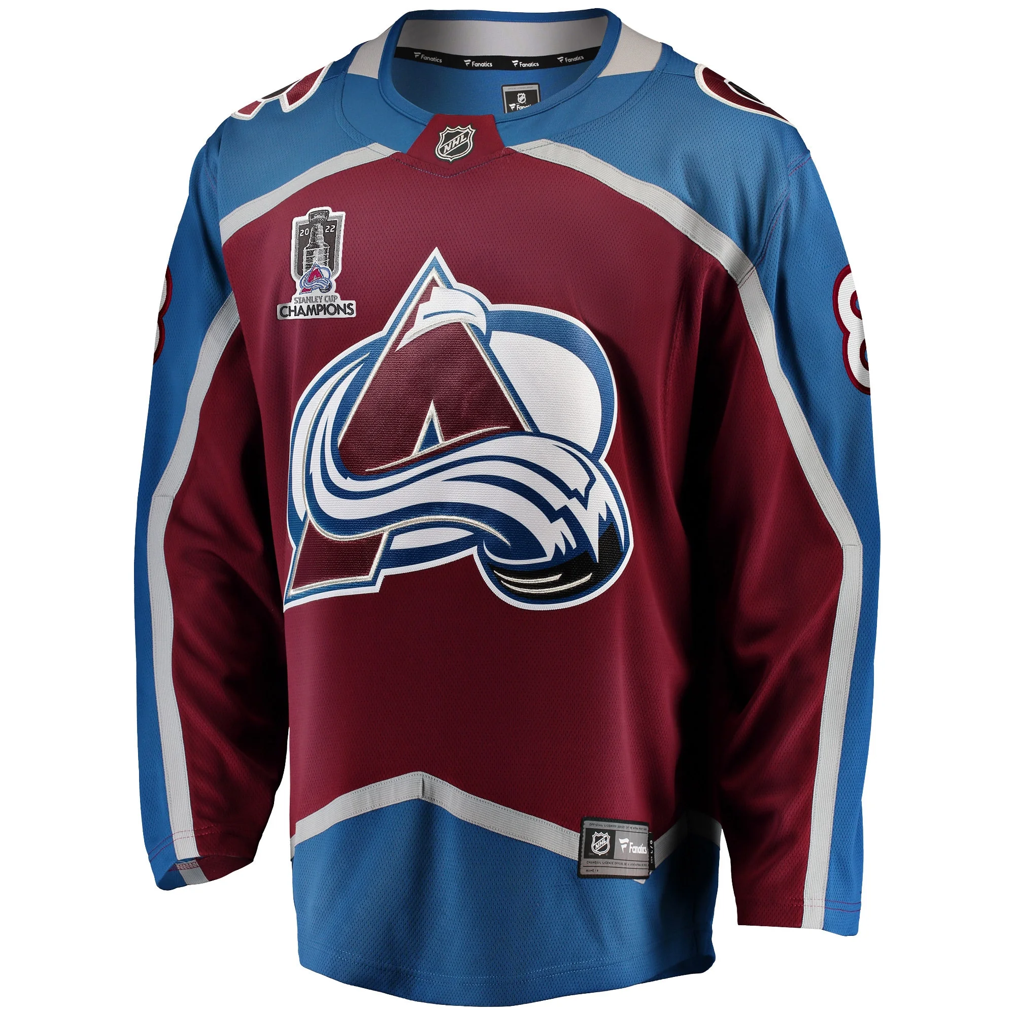 Men's Fanatics Cale Makar Burgundy Colorado Avalanche 2022 Stanley Cup Champions Breakaway Patch Player Jersey