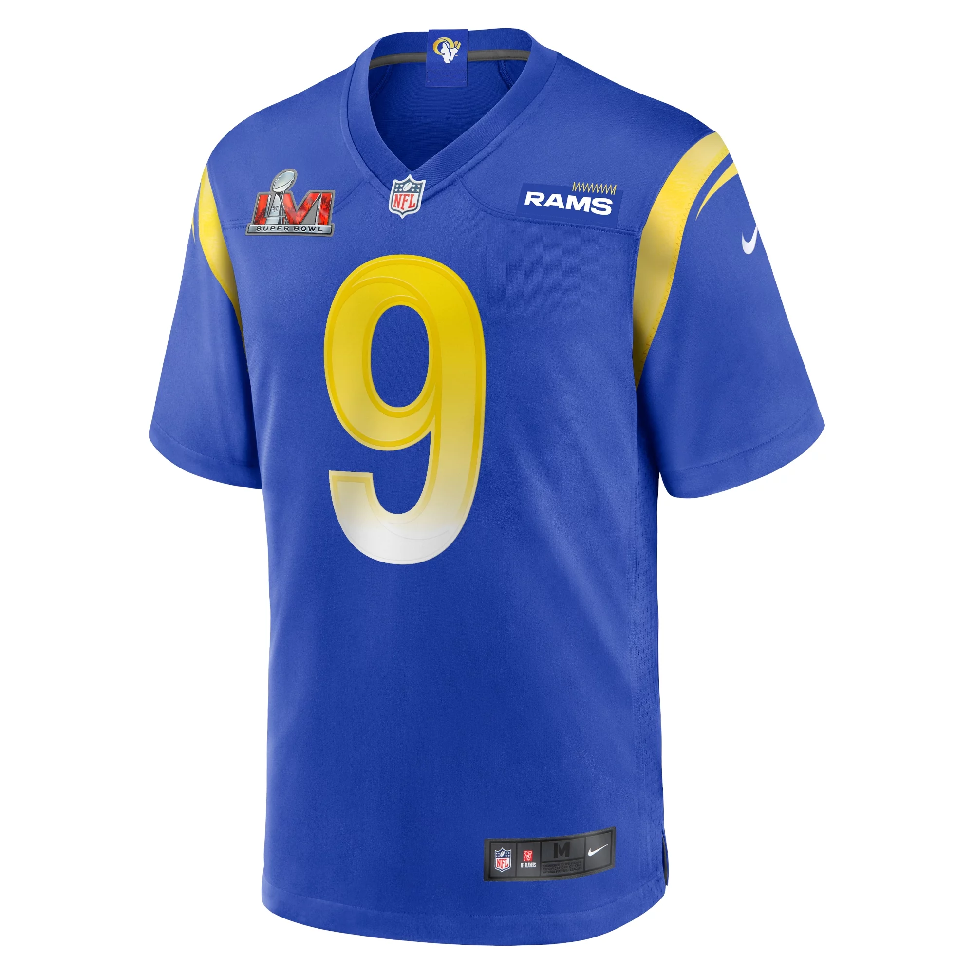 Men's Nike Matthew Stafford Royal Los Angeles Rams Super Bowl LVI Game Patch Jersey