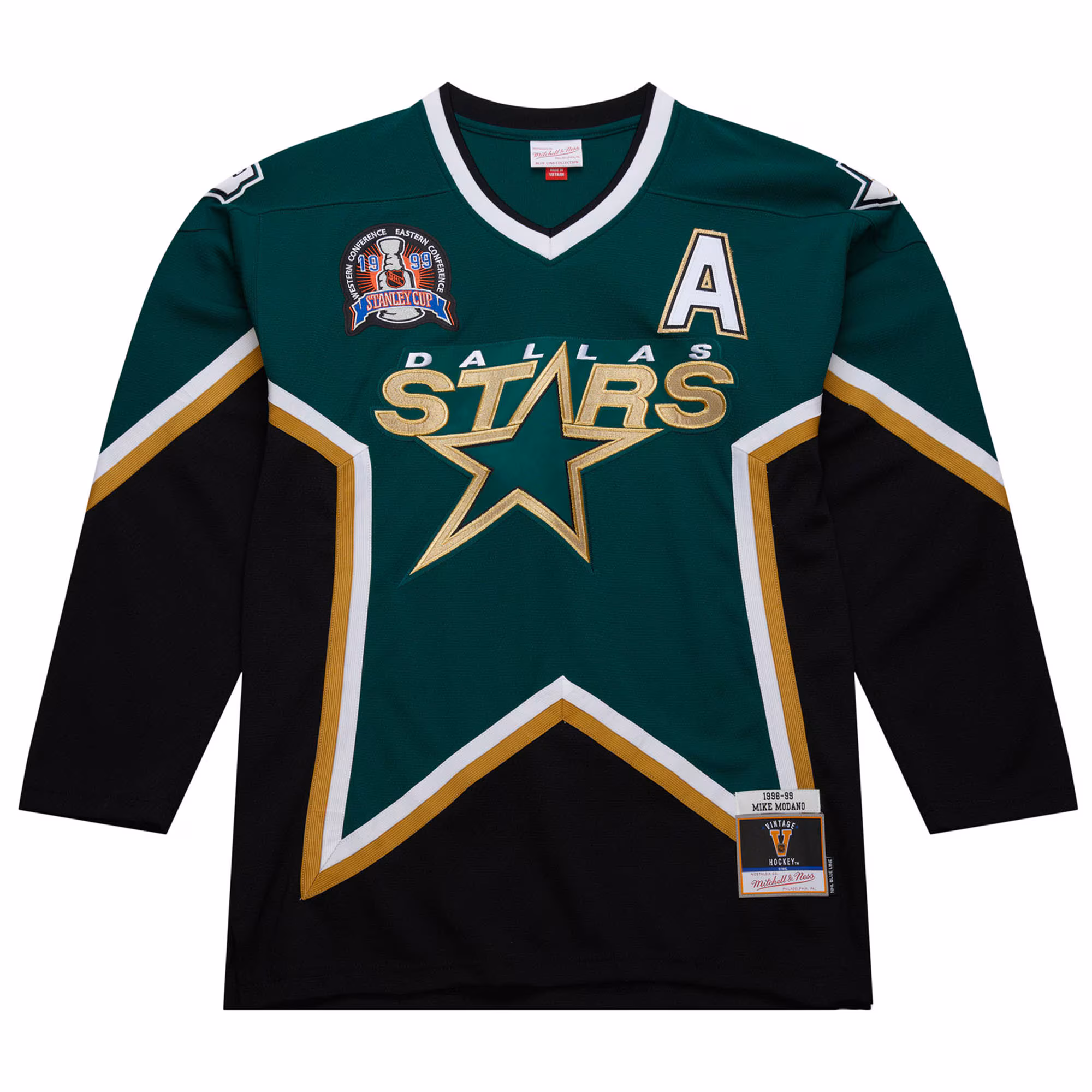Mike Modano Dallas Stars Alternate Captain 1998-99 Stanley Cup Jersey - Green