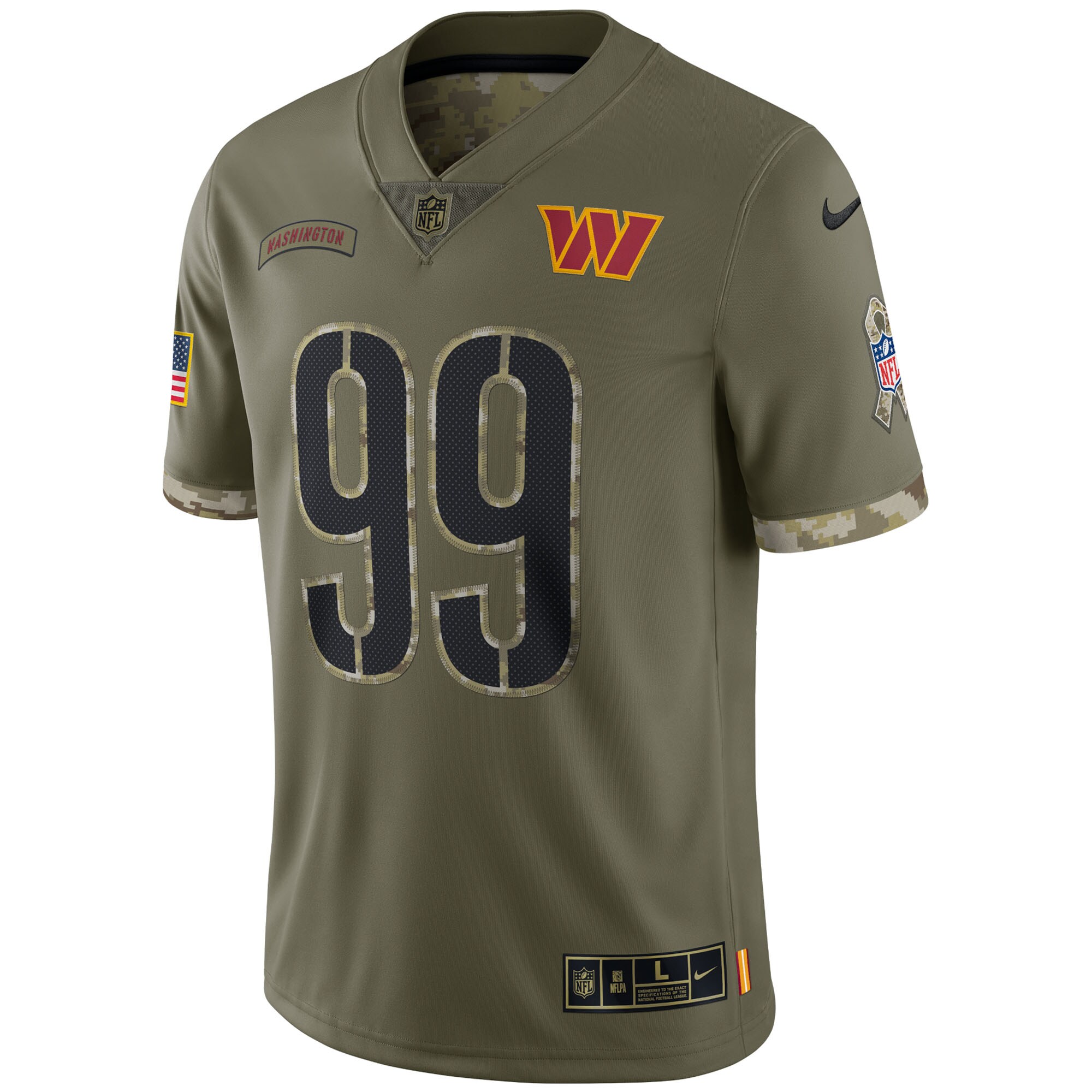 Men's Nike Chase Young Olive Washington Commanders 2022 Salute To Service Limited Jersey