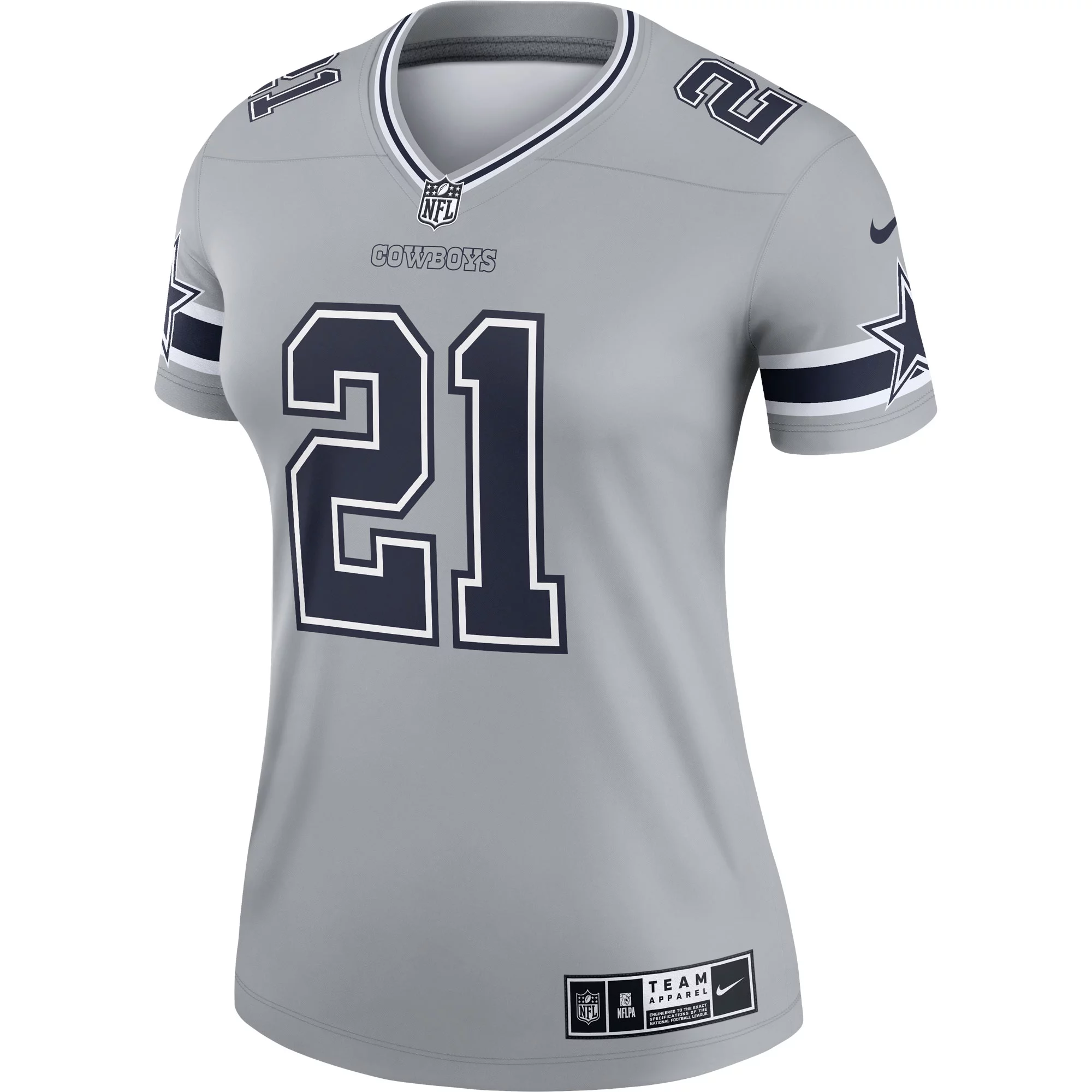 Women's Nike Ezekiel Elliott Gray Dallas Cowboys Inverted Legend Jersey