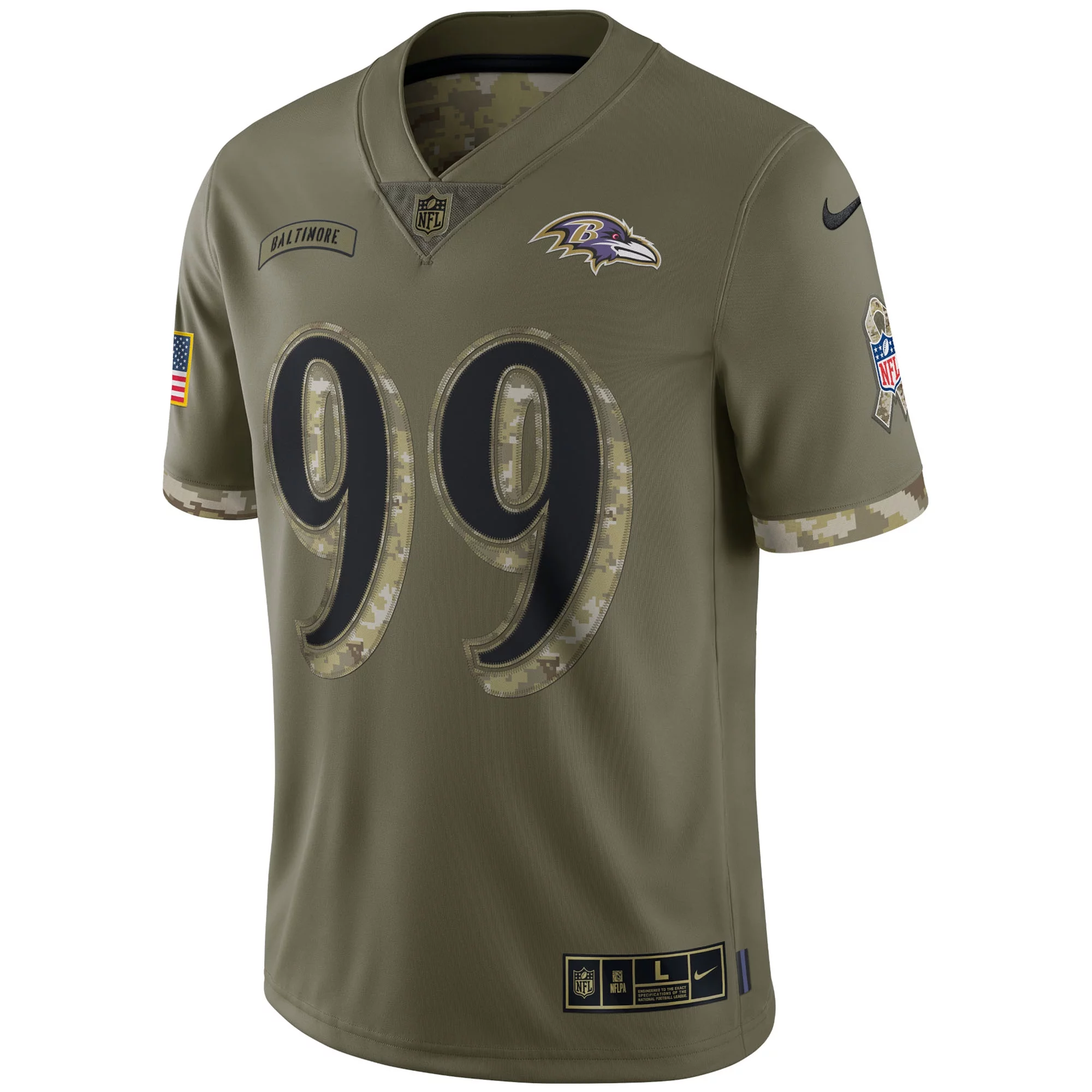 Men's Nike Odafe Oweh Olive Baltimore Ravens 2022 Salute To Service Limited Jersey